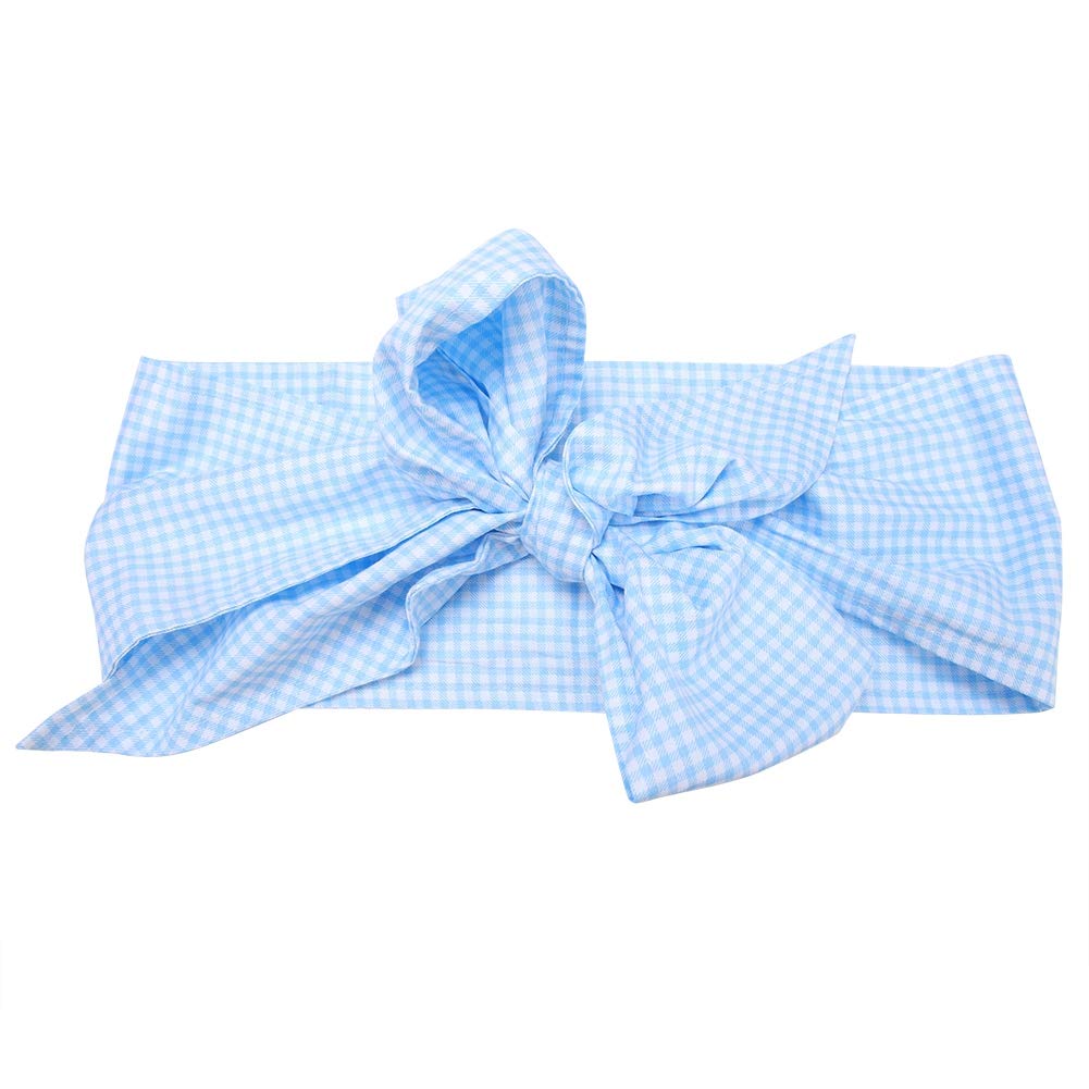Zerodis Cotton Baby Swaddle Wrap Sash - Soft Maternity Bowknot Newborn Infant Blanket for Photography, Stretchy Receiving Blanket (Light Blue Plaid) - Perfect for Newborn Photo Shoots, Swaddling & Comforting Babies