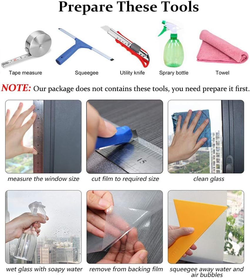 WochiTV One Way Mirror Window Film - Static Cling Privacy Tint for Home & Office, UV Protection & Heat Control, Non-Adhesive Reflective Window Covering (Black Silver) - Perfect for Bedroom, Bathroom & Glass Doors