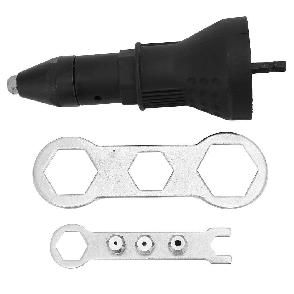 FTVOGUE Cordless Electric Rivet Gun Tool Kit - 2.4~4.8mm Rivet Nut Setter for Drill Adapter | Heavy Duty Metal Fastening | Perfect for Automotive, HVAC & DIY Home Projects [Black]