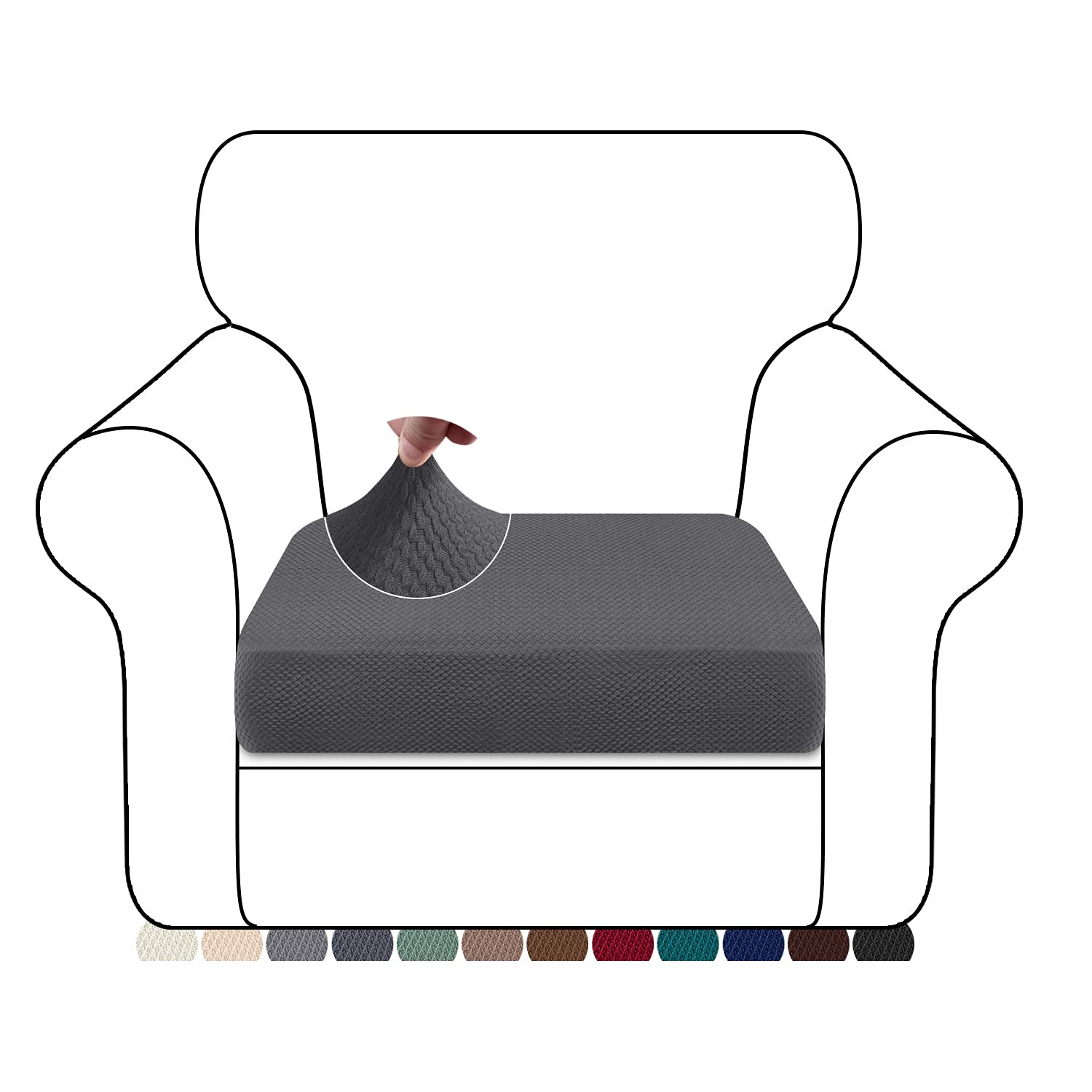 Granbest Thick Sofa Cushion Covers - Durable Slipcovers for Individual Couch & Chair Cushions, Furniture Protector (Gray) - Perfect for Living Room, Bedroom, Office & Outdoor Use