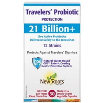 New Roots Travelers Probiotic 30 Veggie Caps - Digestive Support for Travelers - Supports Gut Health While Traveling - Perfect for Vacations & Business Trips