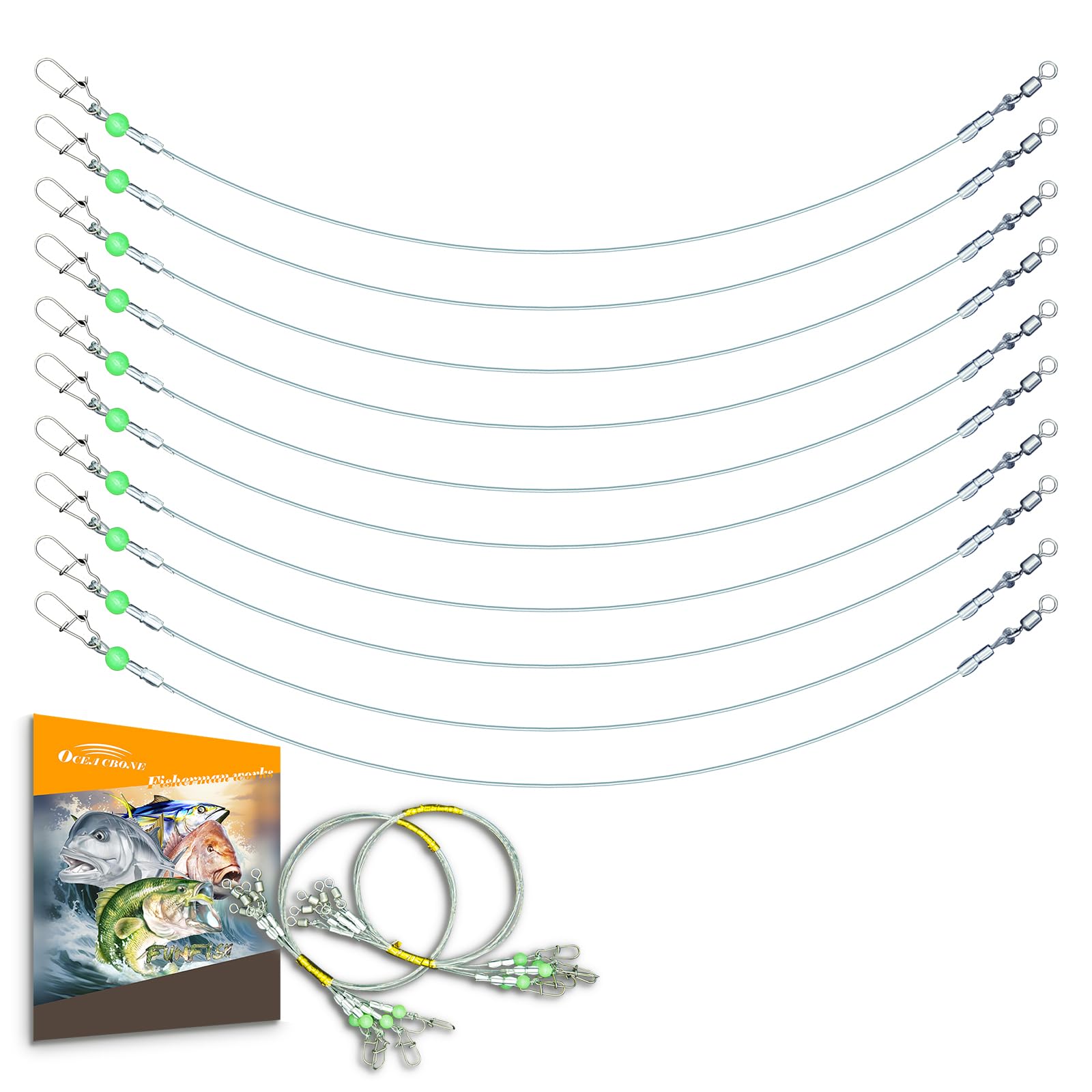 100% Fluorocarbon Fishing Leader with Swivel & Snap - High Abrasion Resistance & Sensitivity for Saltwater, Freshwater, Lake & Stream Fishing - Perfect for Bass, Trout & Saltwater Game Fish