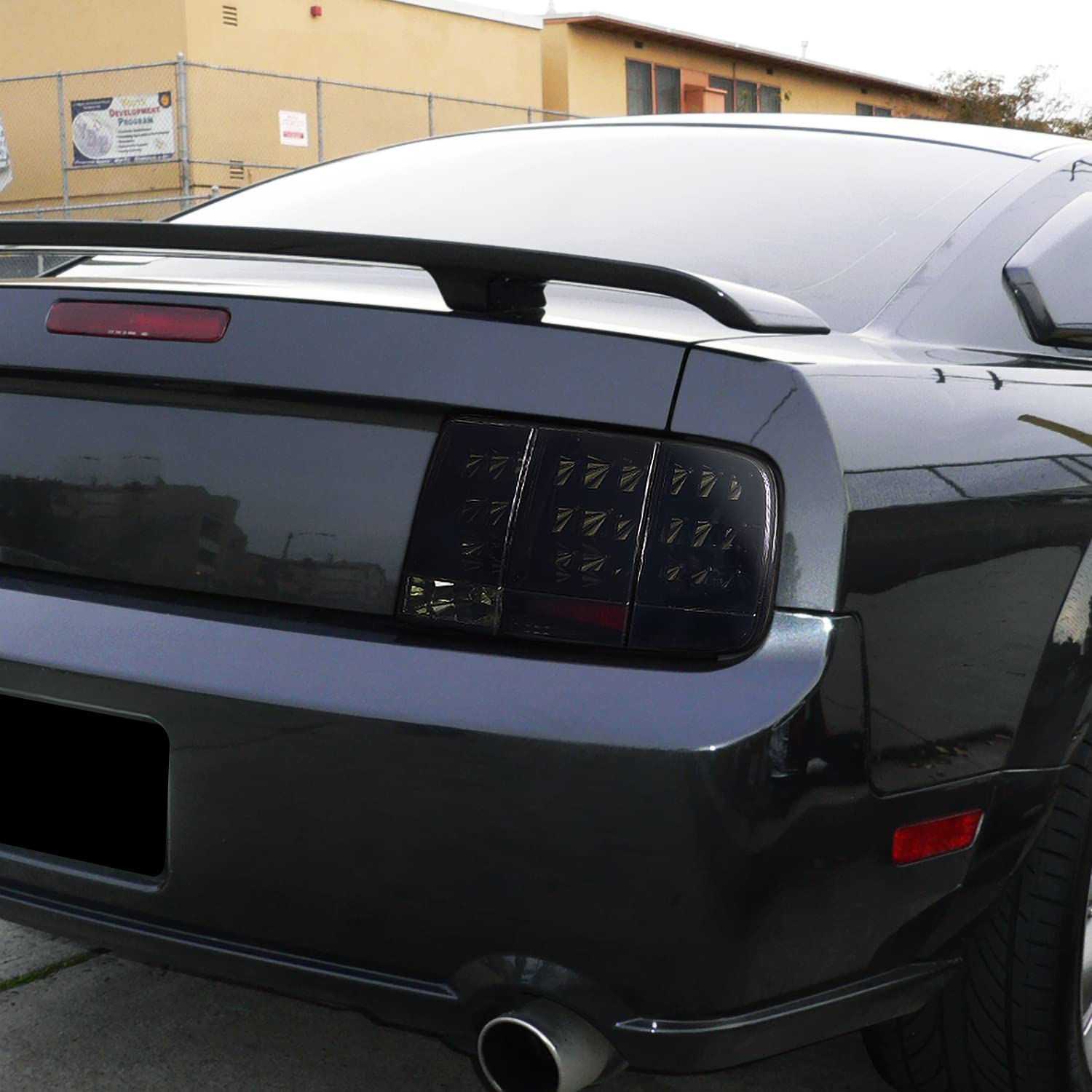 Spec-D Tuning Glossy Black LED Tail Lights with Dark Smoke Lens & Sequential Turn Signals - Compatible with 2005-2009 Ford Mustang (Pair) - Perfect for Night Driving & Car Customization