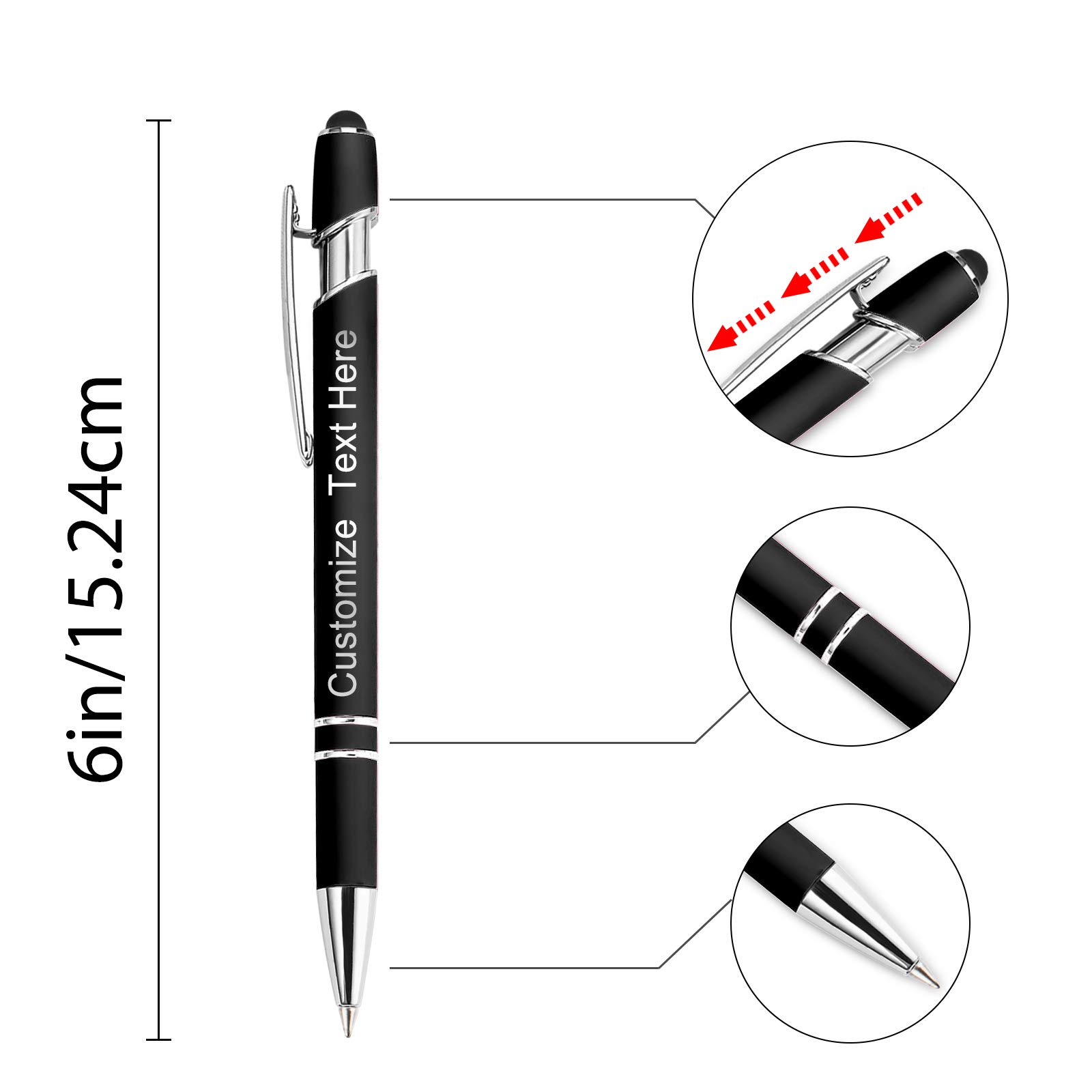 96 PCS Personalized Pens Bulk with Stylus Tip - Custom Engraved Ballpoint Pens for Name, Logo & Message - Ideal Gift for Birthday, Graduation & Corporate Events (Medium Point, Black Ink) - Perfect for Office Use, School Supplies & Promotional Giveaways
