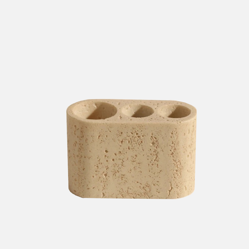 Natural Travertine Cave Stone Bathroom Accessories Set - Soap Dispenser, Toothbrush Holder & Tumbler - Spa Style Home Decor for Modern Bathrooms, Luxury Hotel Style Upgrade