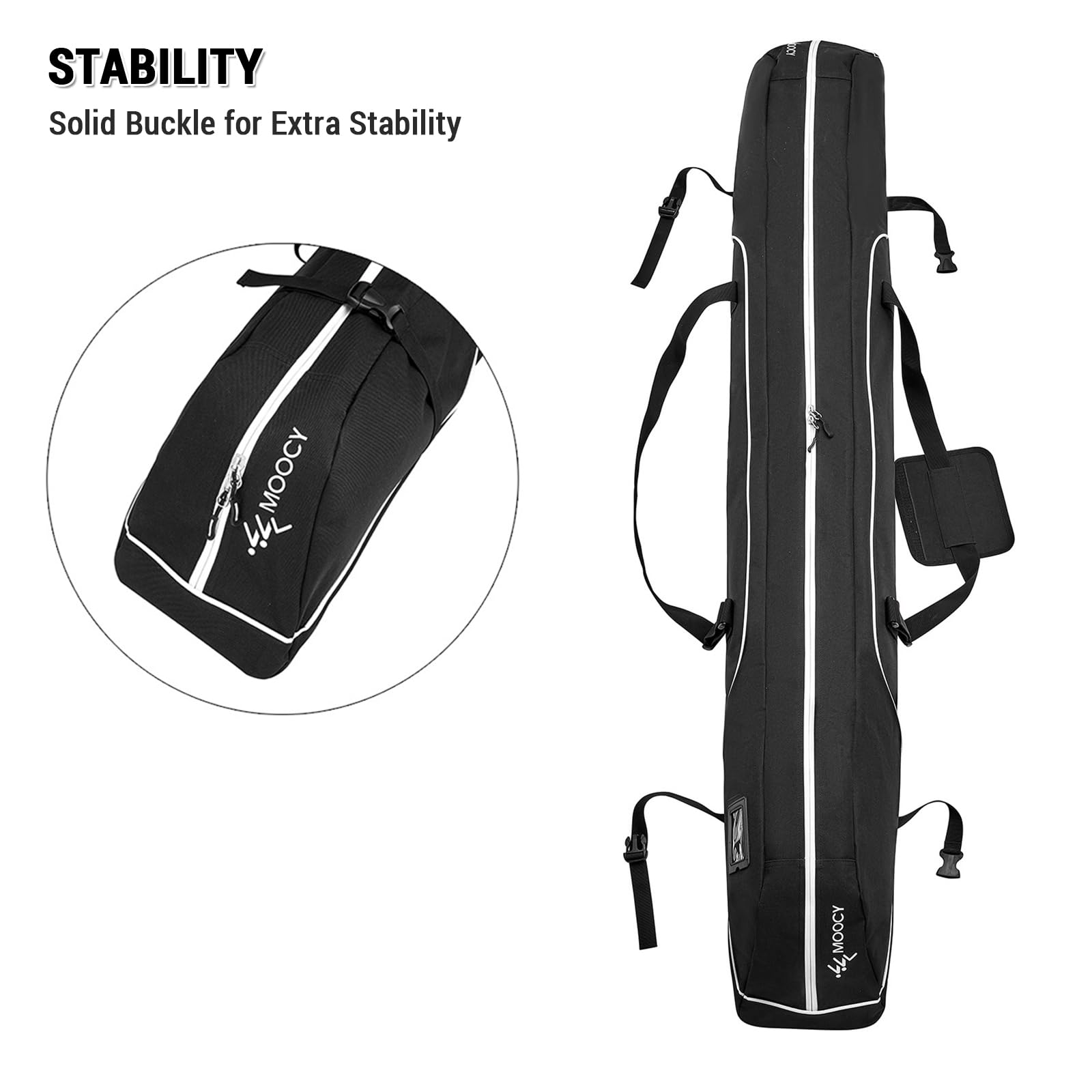 Waterproof Ski and Snowboard Storage Bag - 192cm Black Travel Equipment Organizer for Ski Gear Protection | Perfect for Winter Sports, Travel & Equipment Storage
