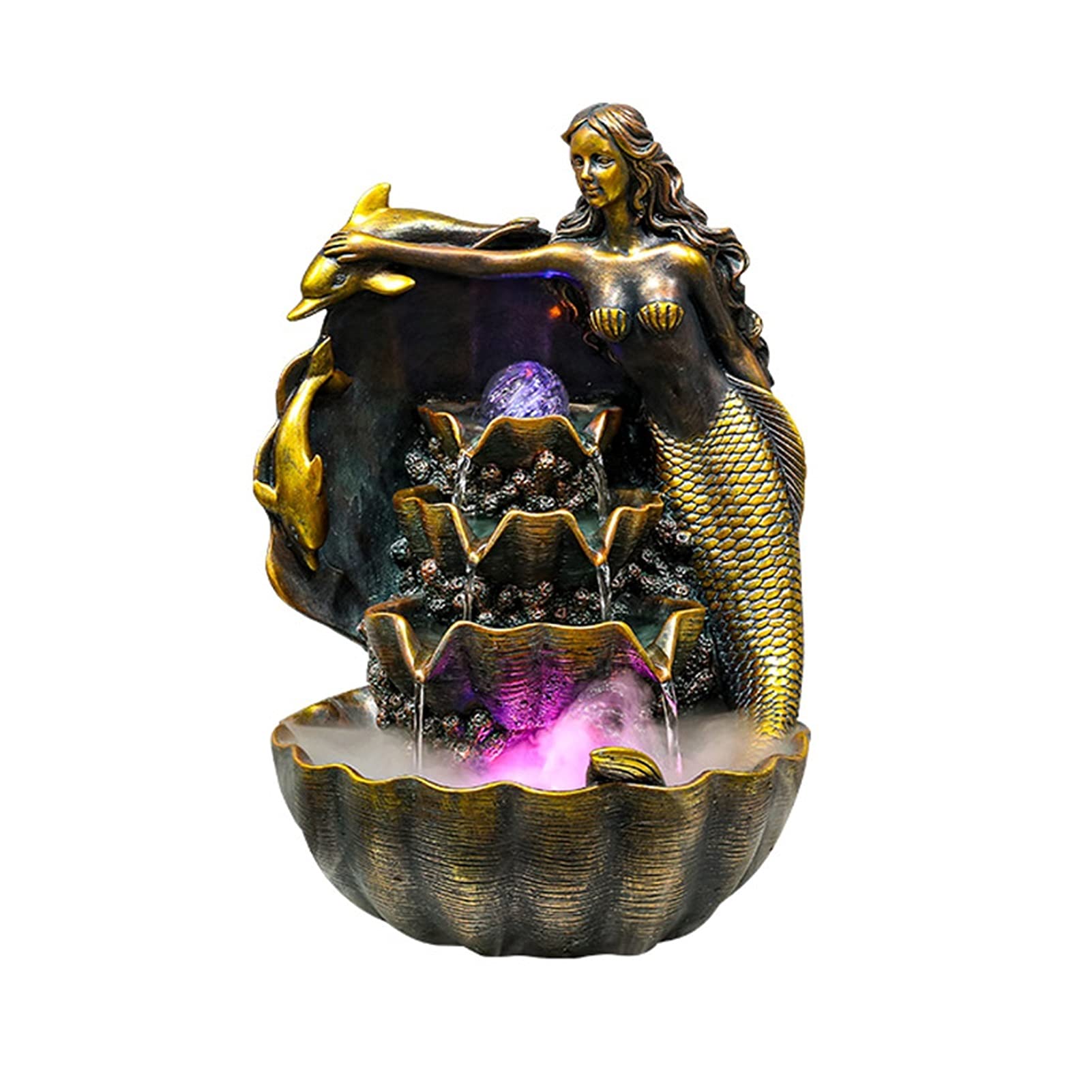 Desktop Fountain for Relaxation - Indoor Tabletop Water Fountain with Mermaid Design, Zen Meditation Decor for Office & Living Room - Perfect for Stress Relief, Home Decor & Office Ambiance