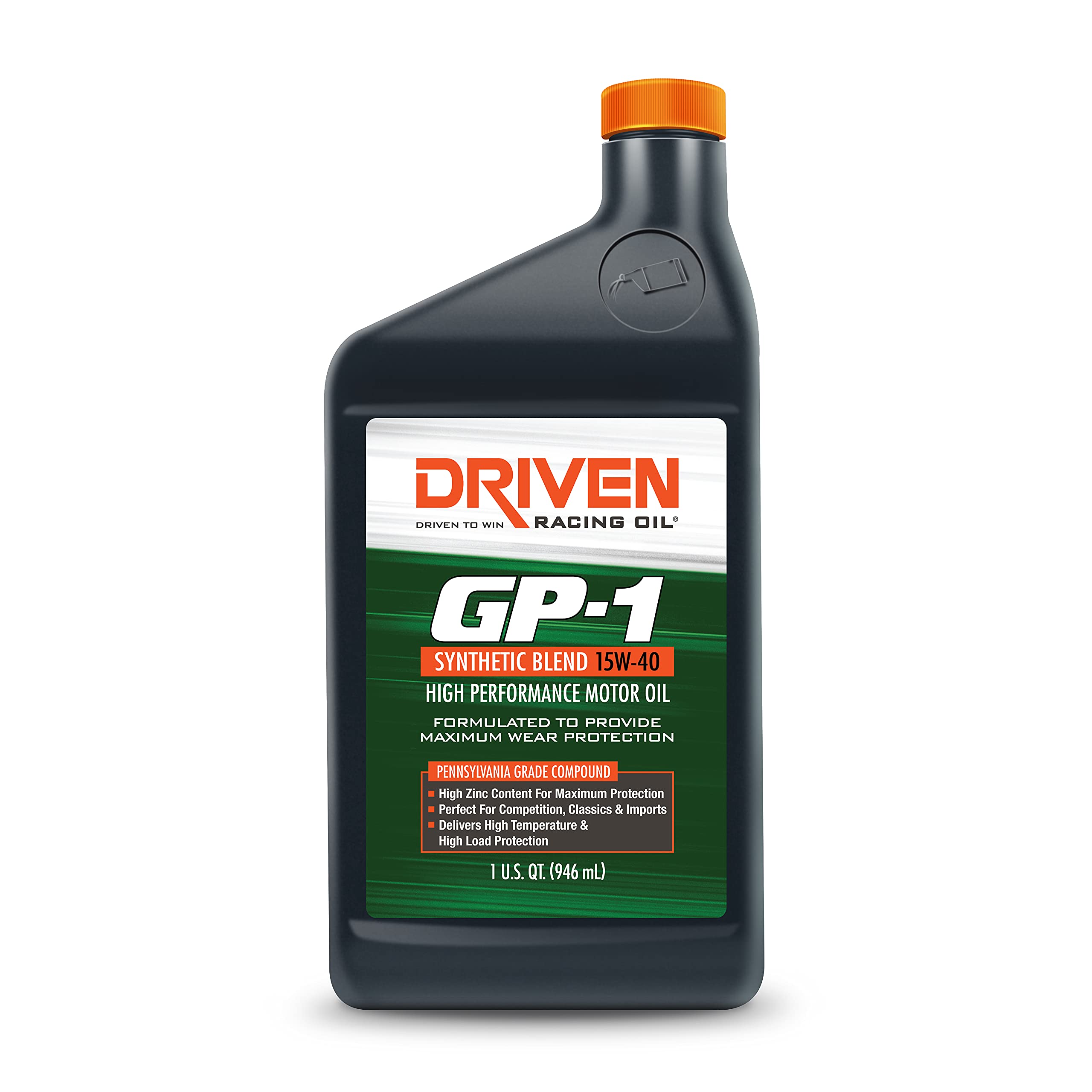 Driven Racing Oil GP-1 Synthetic Blend Motor Oil 15W-40 (12 Quart Bottles) - High Performance Engine Protection for Racing, Heavy-Duty Trucks & Classic Cars