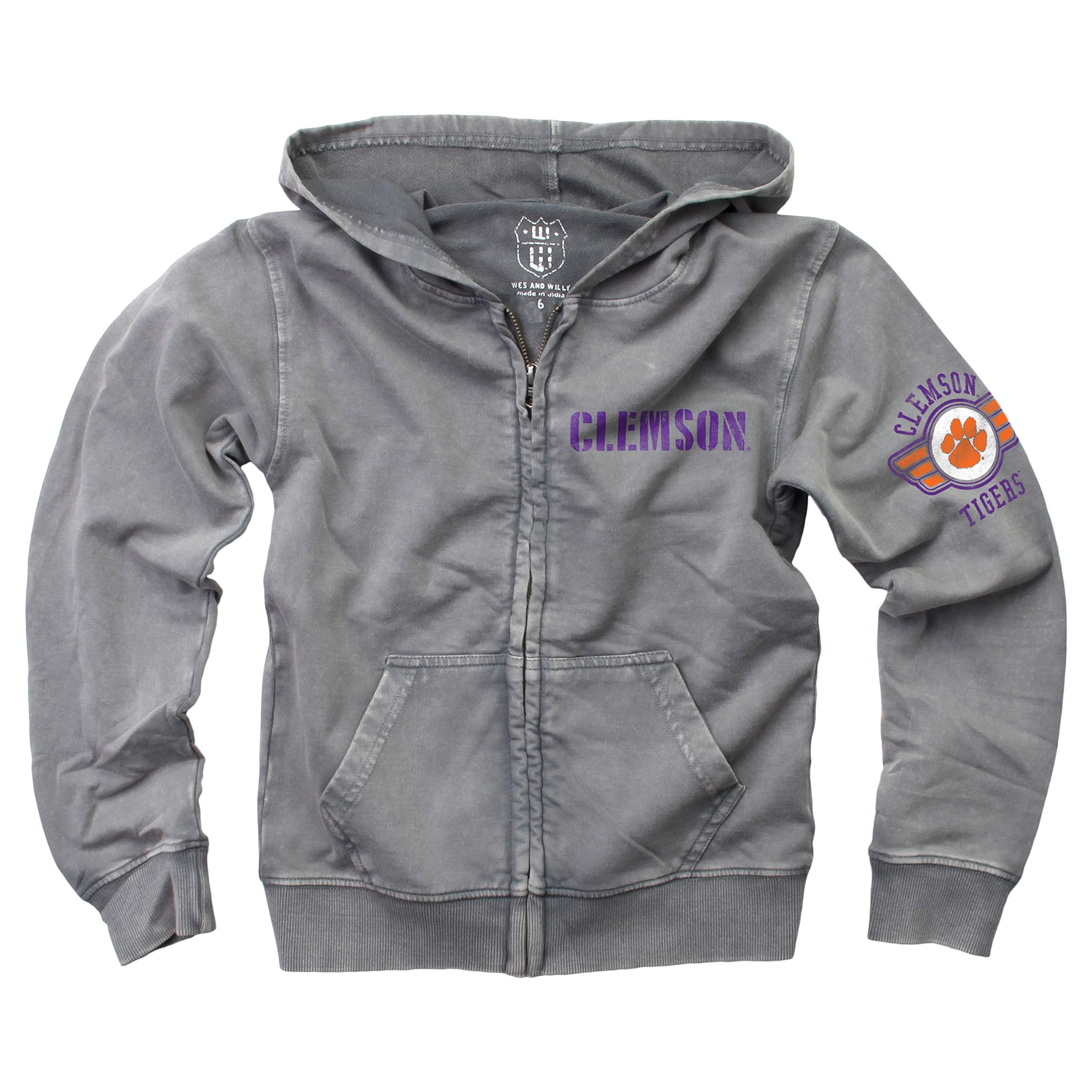 Wes & Willy Youth College Zip Up Faded Hoodie for Boys & Girls - Cozy Pullover Jacket for School, Sports & Casual Wear
