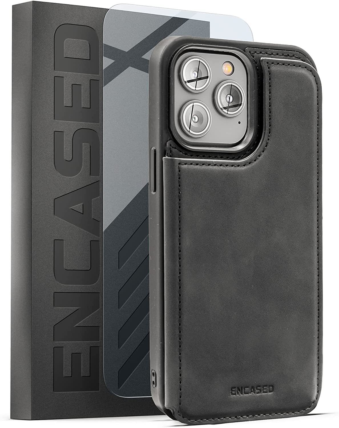 Premium iPhone 14 Pro Max Case with Card Holder & Wrist Strap - 3-in-1 Folio Cover with Built-in Screen Protector | Perfect for Business, Travel & Everyday Protection