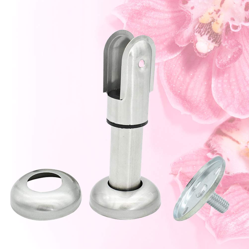 Premium Stainless Steel Restroom Partition Support Bracket - Adjustable Silver Toilet Partition Foot for Bathroom & Commercial Spaces - Durable Wall Mounted Candles Holder & Decor Tripod for Restrooms, Offices, and Public Washrooms