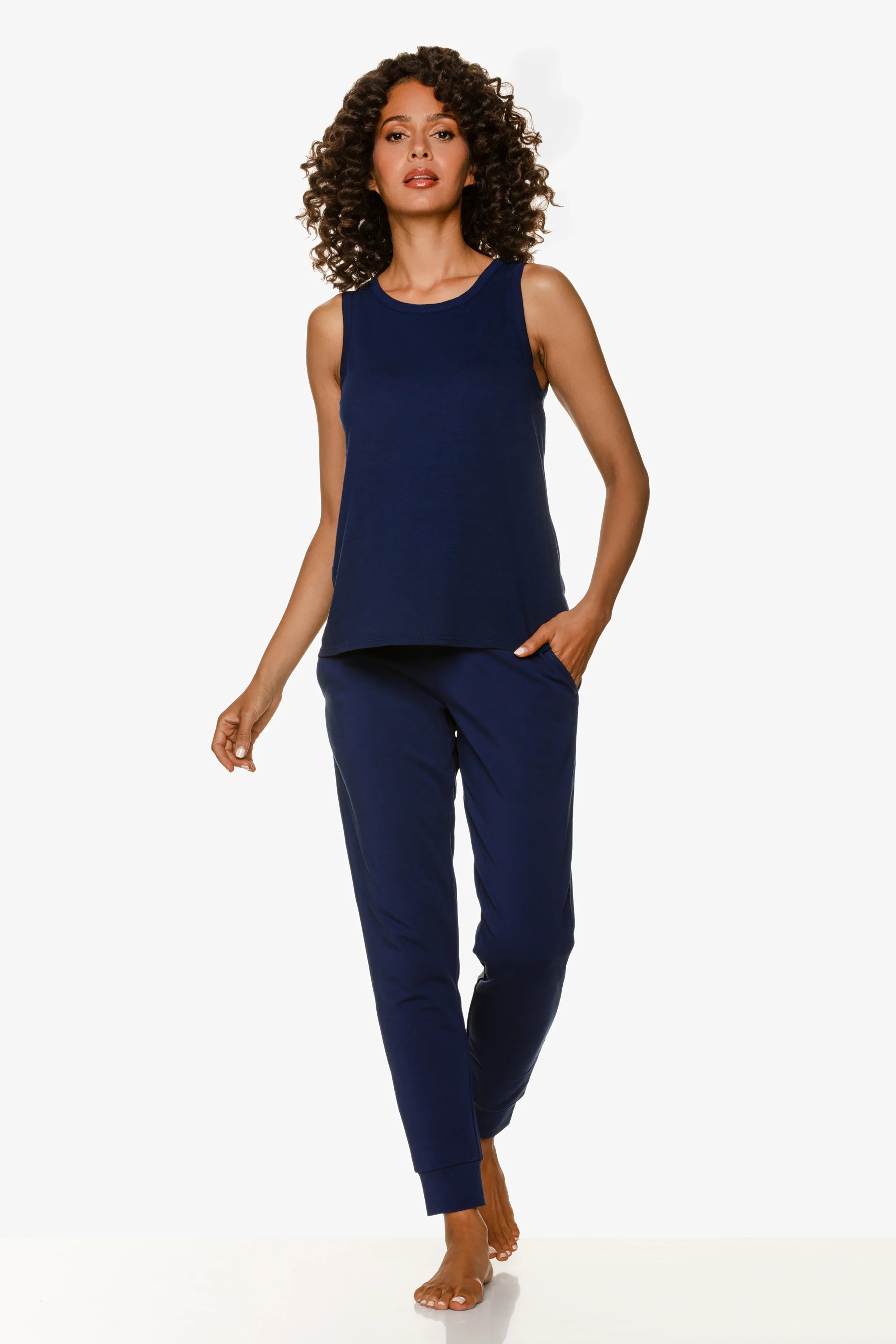 Classic Navy Blue Tank Top for Women - Soft Cotton Casual Shirt for Summer, Gym, and Everyday Wear