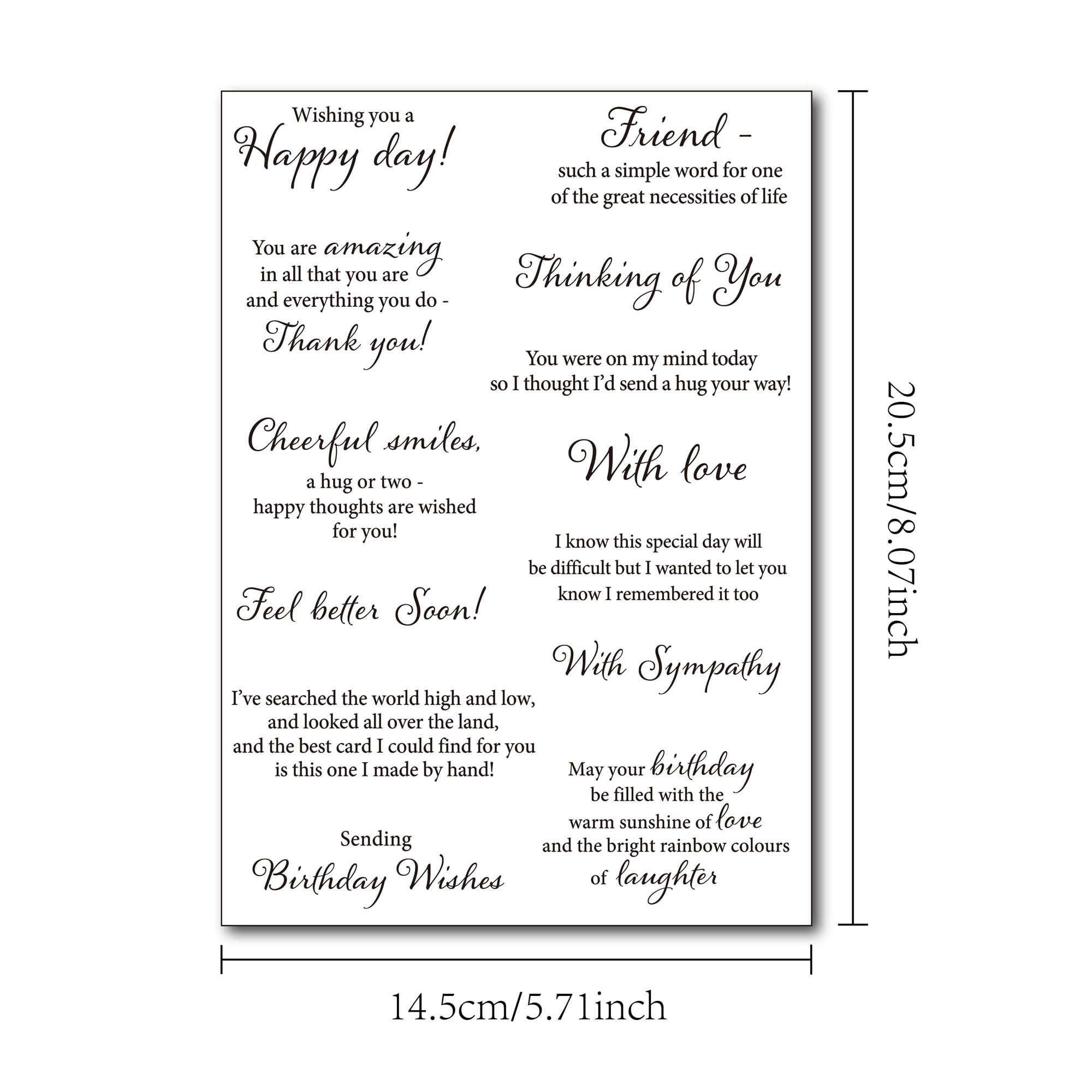 Friendship Phrase & Birthday Sentiment Clear Rubber Stamps for Scrapbooking, Journaling, Photo Albums - Perfect for DIY Greeting Cards, Paper Crafts, and Memory Book Decoration