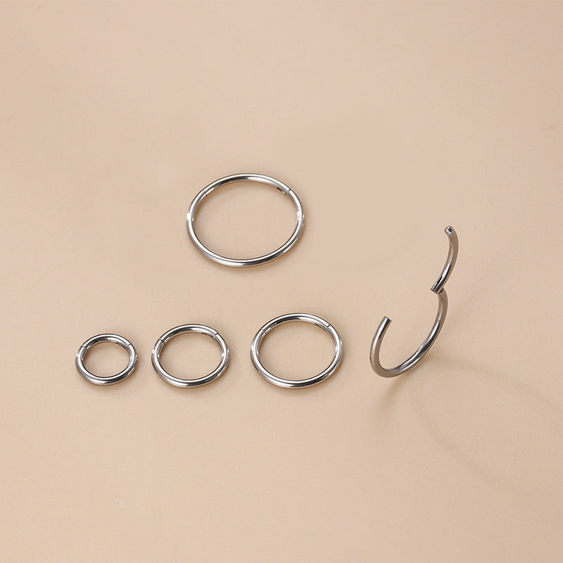 16G Titanium Huggie Earrings & Septum Nose Ring Clicker Set - Hypoallergenic Body Jewelry for Everyday Wear, Parties and Special Occasions
