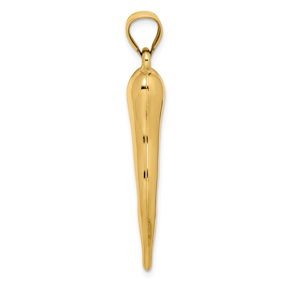 Lightweight Gold Extra Large 3D Italian Horn Charm Pendant - Model K6388 | Perfect for Necklaces, Bracelets & Italian-Themed Jewelry Designs