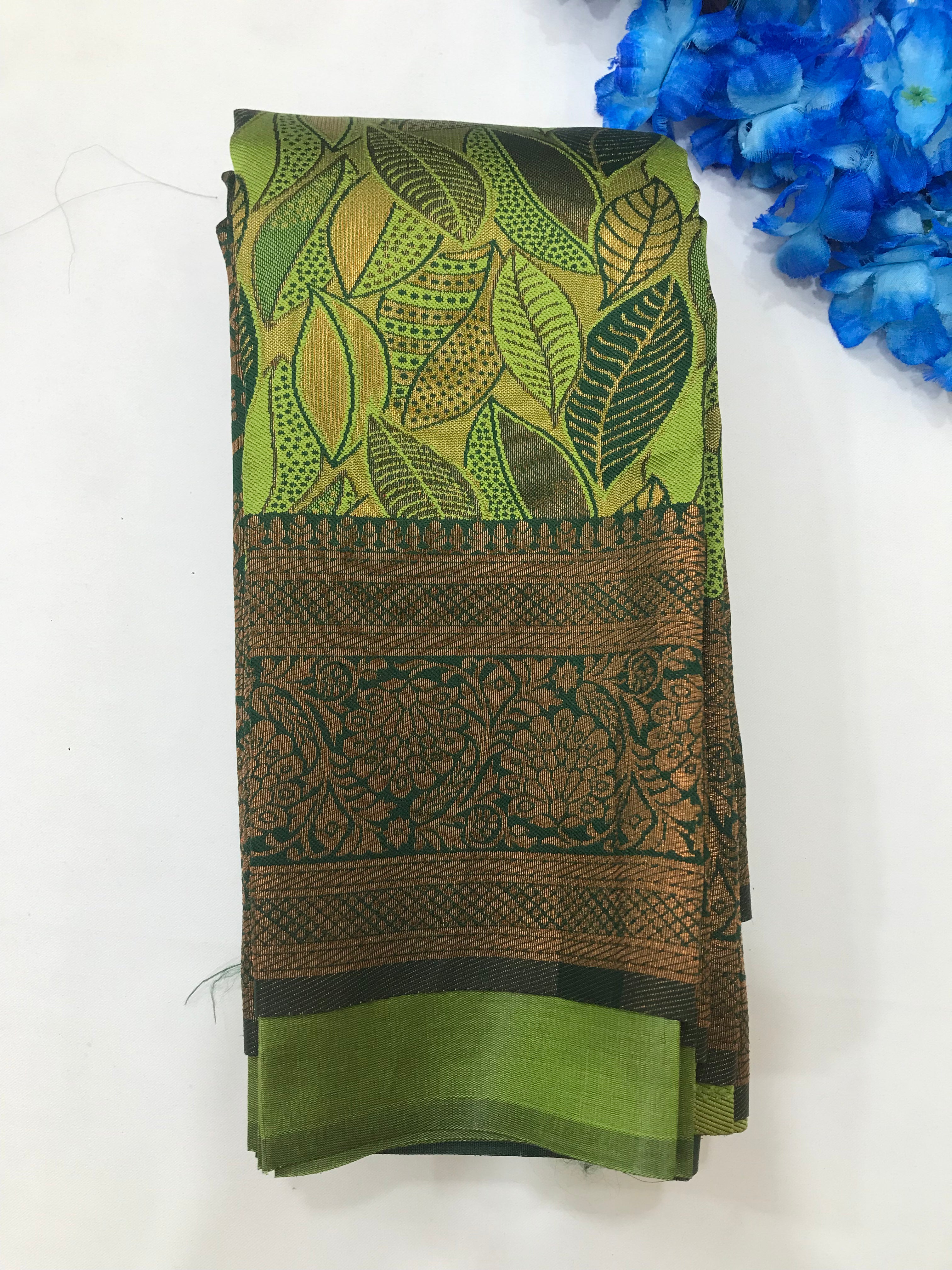 Elegant Green Silk Saree for Women with Contrast Border - Perfect for Weddings, Parties & Special Occasions