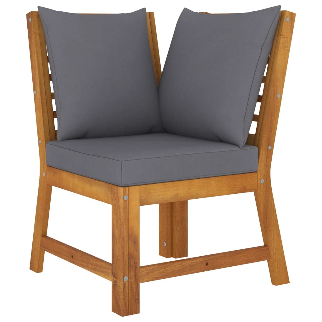 vidaXL Outdoor Lounge Set - Solid Acacia Wood Modern Patio Furniture with Cushions & Coffee Table | Weather-Resistant & Durable | Perfect for Backyard, Garden, Poolside or Terrace Relaxation