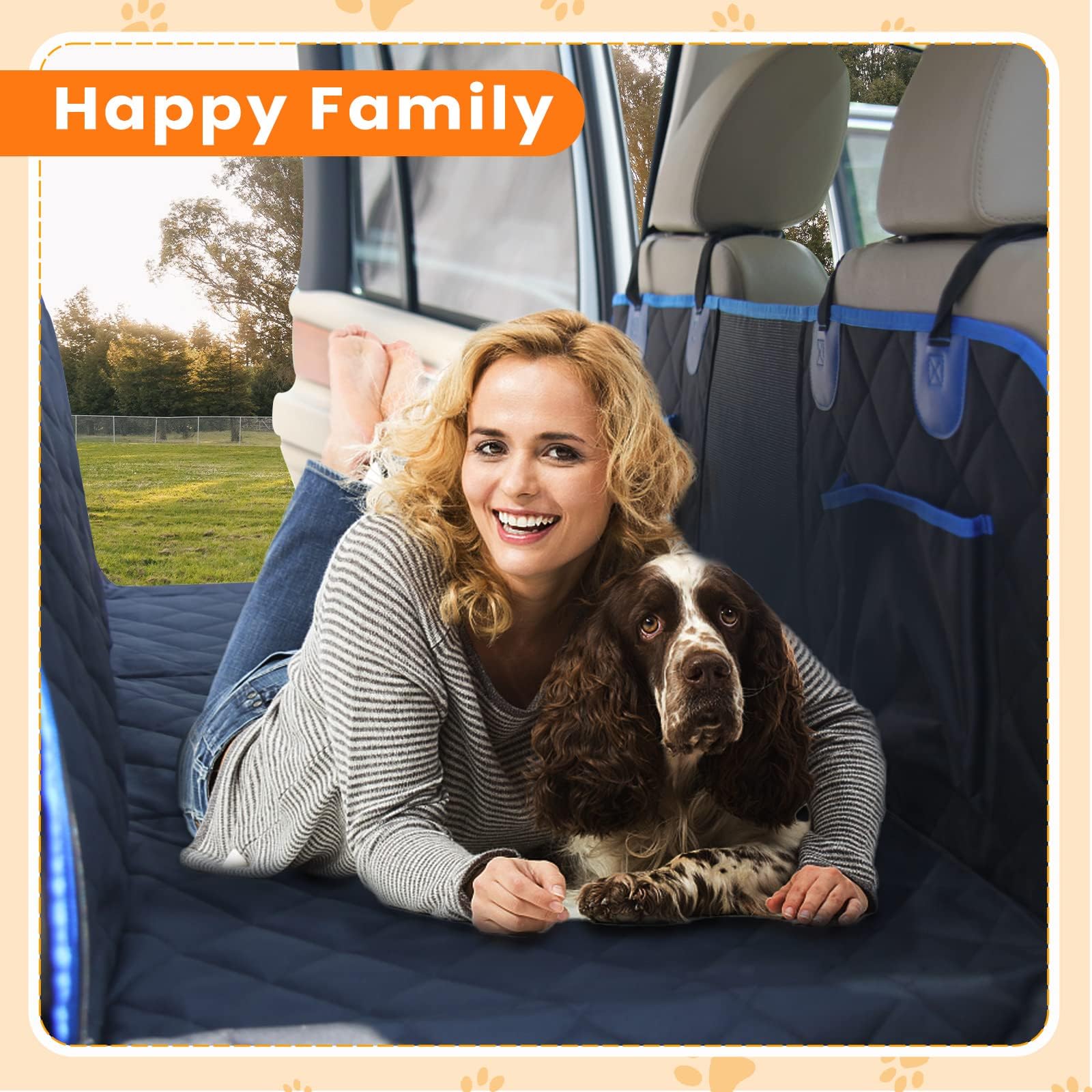 Hard Bottom Dog Car Seat Cover - Back Seat Extender & Anti-Scratch Pet Hammock for SUV/Truck Travel | Portable Car Camping Pad for Dogs | Waterproof & Durable (Blue) - Perfect for Road Trips, Camping & Daily Commutes