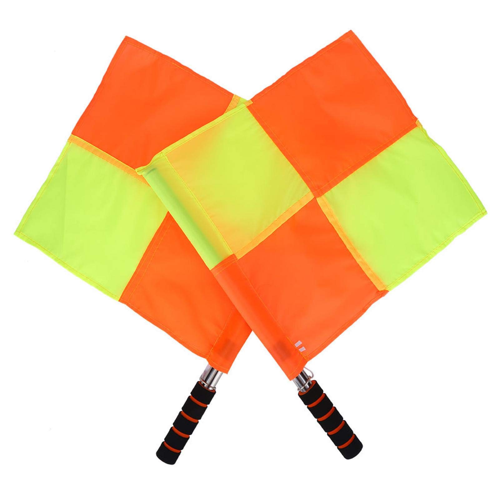 2 Pack Soccer Referee Flags with Sponge Handle - Football Linesman Flags for Sports Matches, Training, Track & Field - Ideal for Soccer, Football, Hockey Games and Practice Sessions