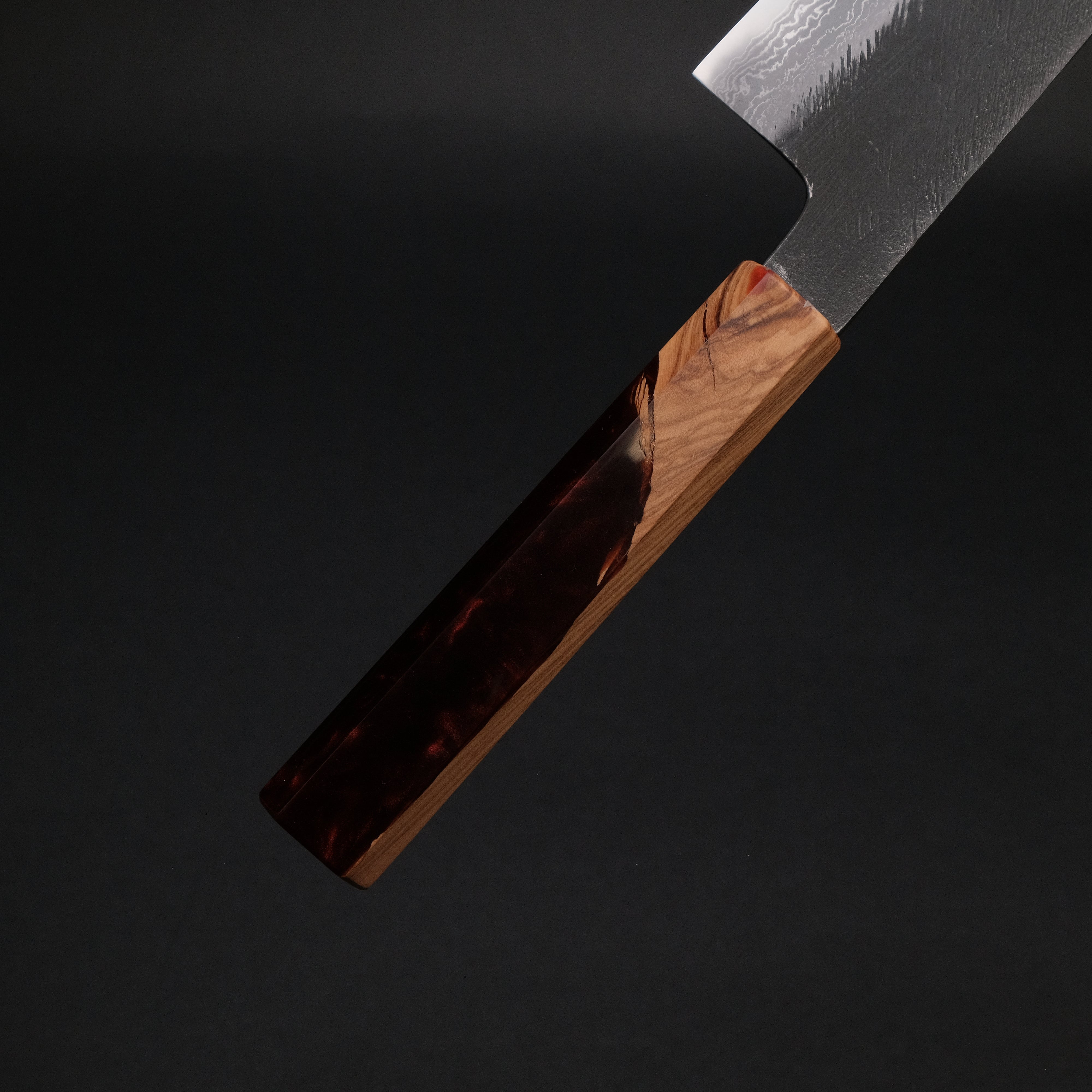 Ajikataya White #2 Matsuba Damascus Gyuto 210mm Japanese Chef Knife with Olive Wood & Resin Handle - Premium Kitchen Knife for Sushi, Meat Cutting & Professional Cooking (#11)
