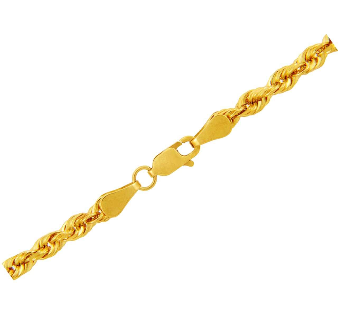 10K Solid Yellow Gold Rope Chain Necklace - 4mm Thick Durable Men's & Women's Gold Chain for Everyday Wear, Gifts & Special Occasions