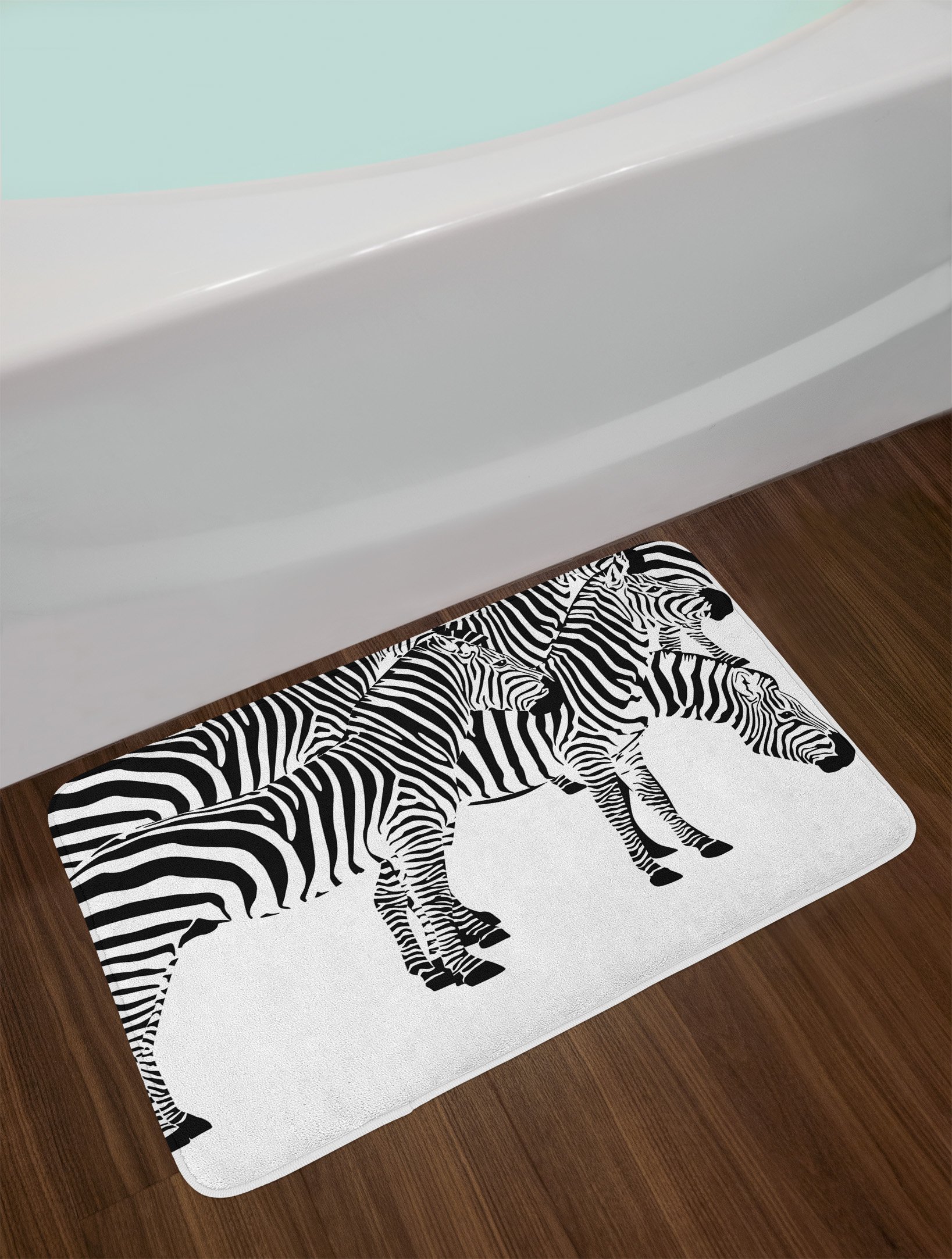 Ambesonne Savannah Bath Mat - Zebra Print Non-Slip Bathroom Rug, 30