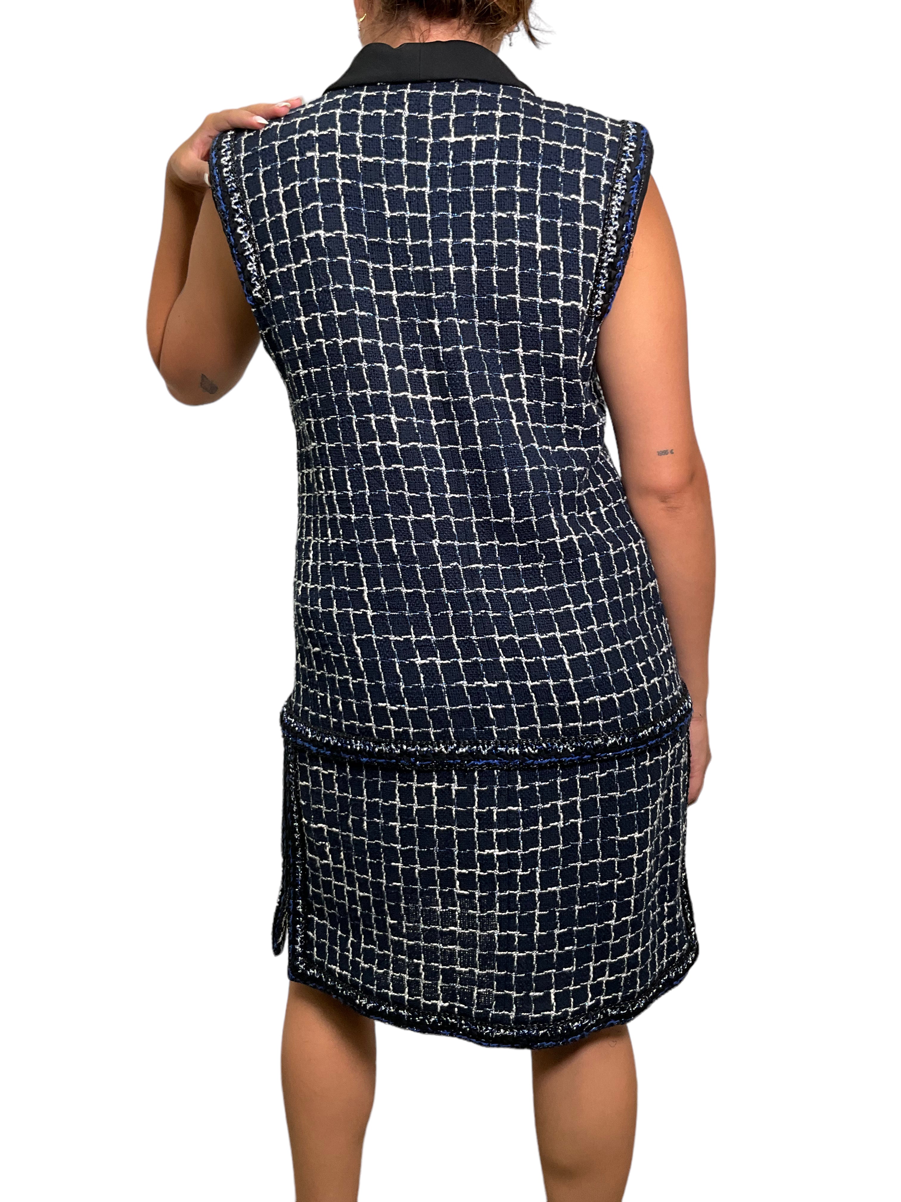 CHANEL Lesage Tweed Sleeveless Dress - Women's Size L Luxury Fashion for Evening Parties & Special Occasions