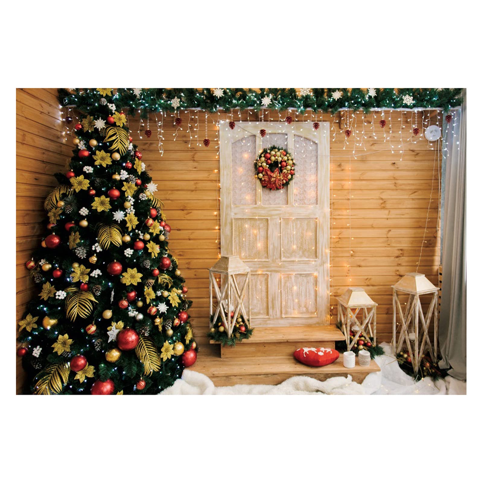 Santa Claus Christmas Backdrop - Wrinkle-Free Fabric Party Decor (150x210cm) for Holiday Photo Booths, Home Decor & Festive Events