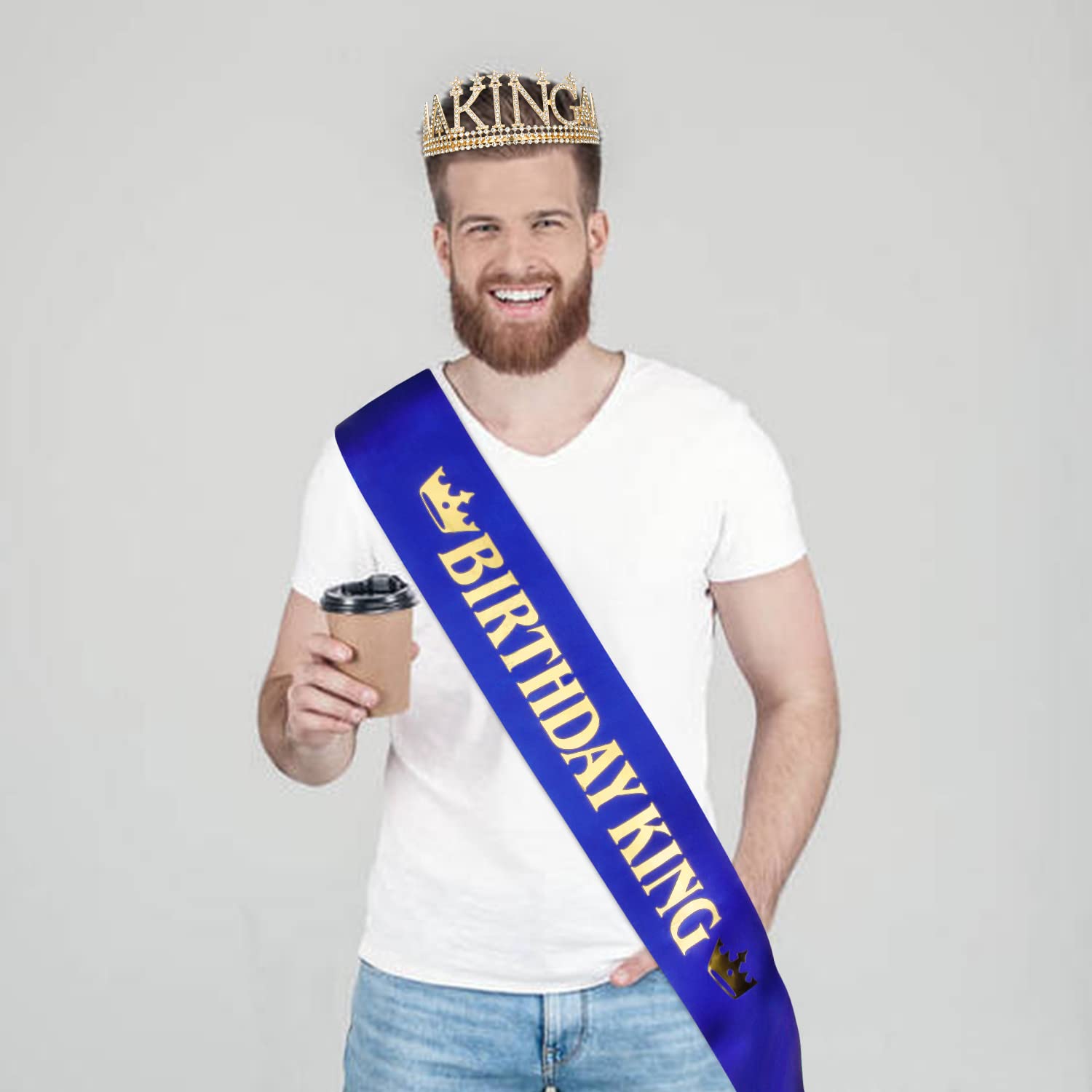 Gold Birthday King Crown for Men - Royal Birthday Party Decorations & Gifts for Him | Perfect for Adult Birthday Celebrations, Themed Parties & Special Occasions