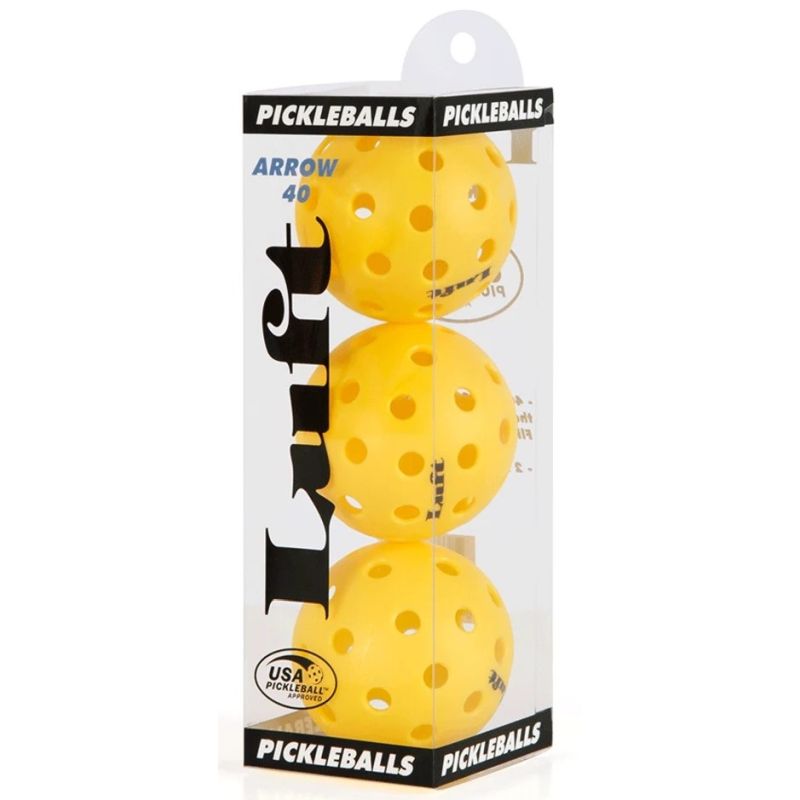 LUFT 3-Pack Arrow 40 Pickleball Balls - Outdoor & Indoor Practice, Tournament Play, Durable Performance for All Skill Levels
