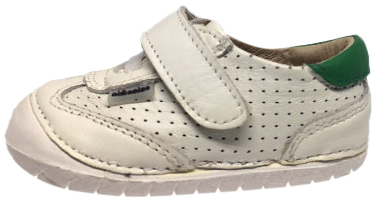 Old Soles Boys Girls Spirit Pave Green Leather Hook & Loop Walker Sneakers - Comfortable First Walking Shoes for Toddlers 12-24 Months (Ideal for Indoor Play, Park Outings & Early Steps)