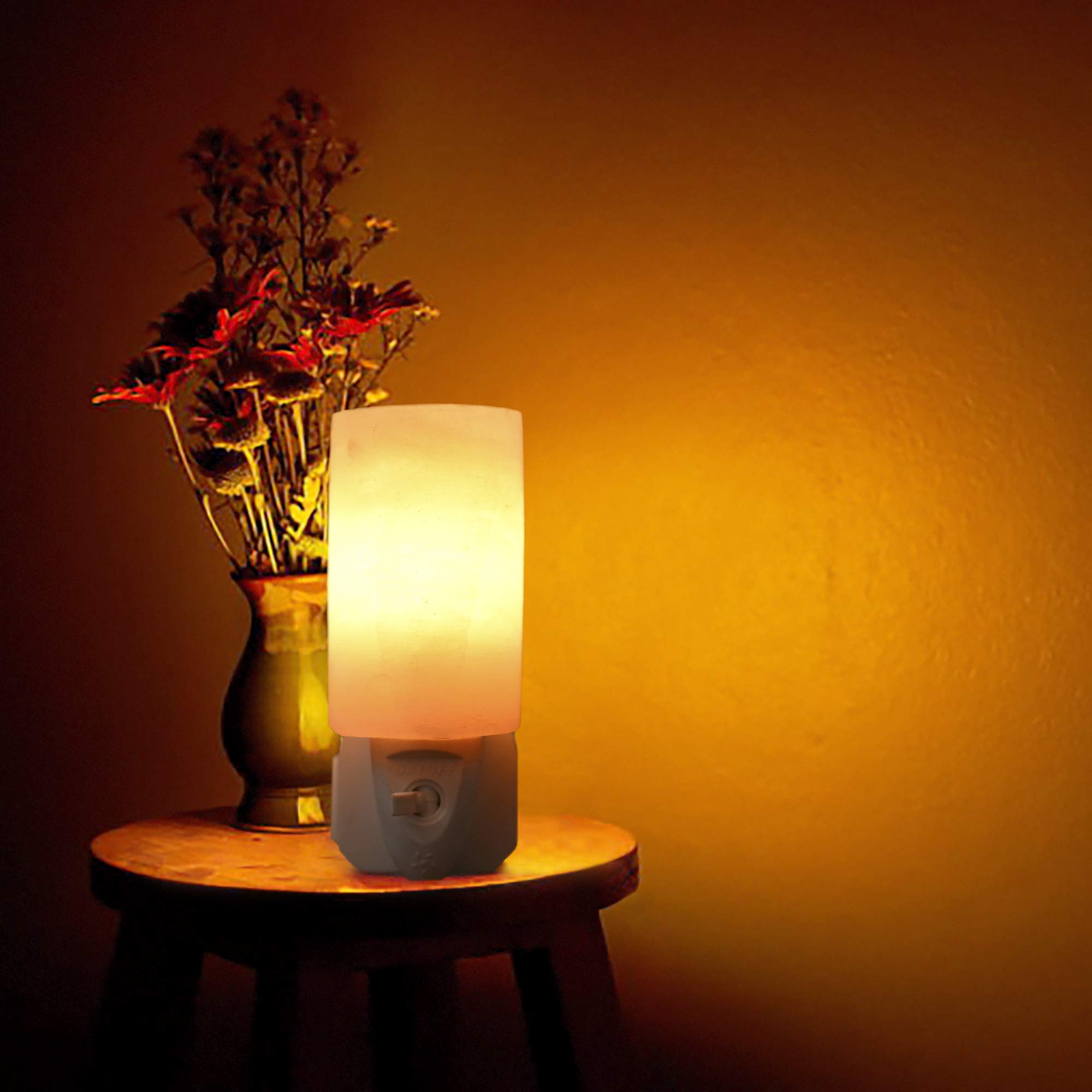 ApexGlobal Himalayan Salt Night Light - Hand Carved Crystal Plug-in Lamp for Bedroom, Living Room, Bathroom & Hallway (5 Inches, 1 lb) - Natural Air Purifier & Relaxing Ambient Light for Yoga, Meditation & Stress Relief - Unique Gift Idea
