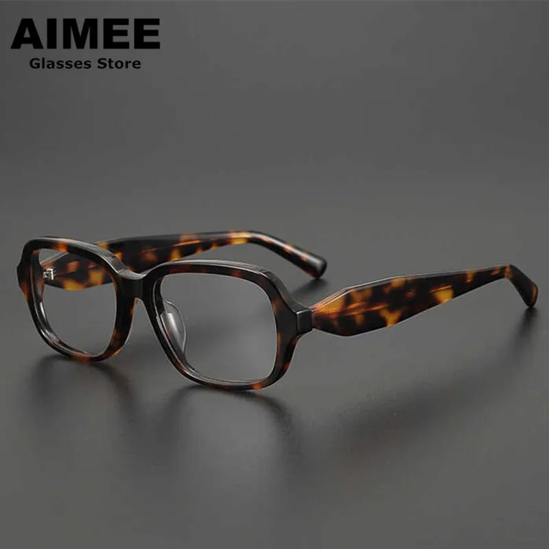 Aimee Unisex Full Rim Square Thick Acetate Eyeglasses Frame 5002 - Stylish & Durable for Men & Women - Perfect for Reading, Work, and Fashion Accessories