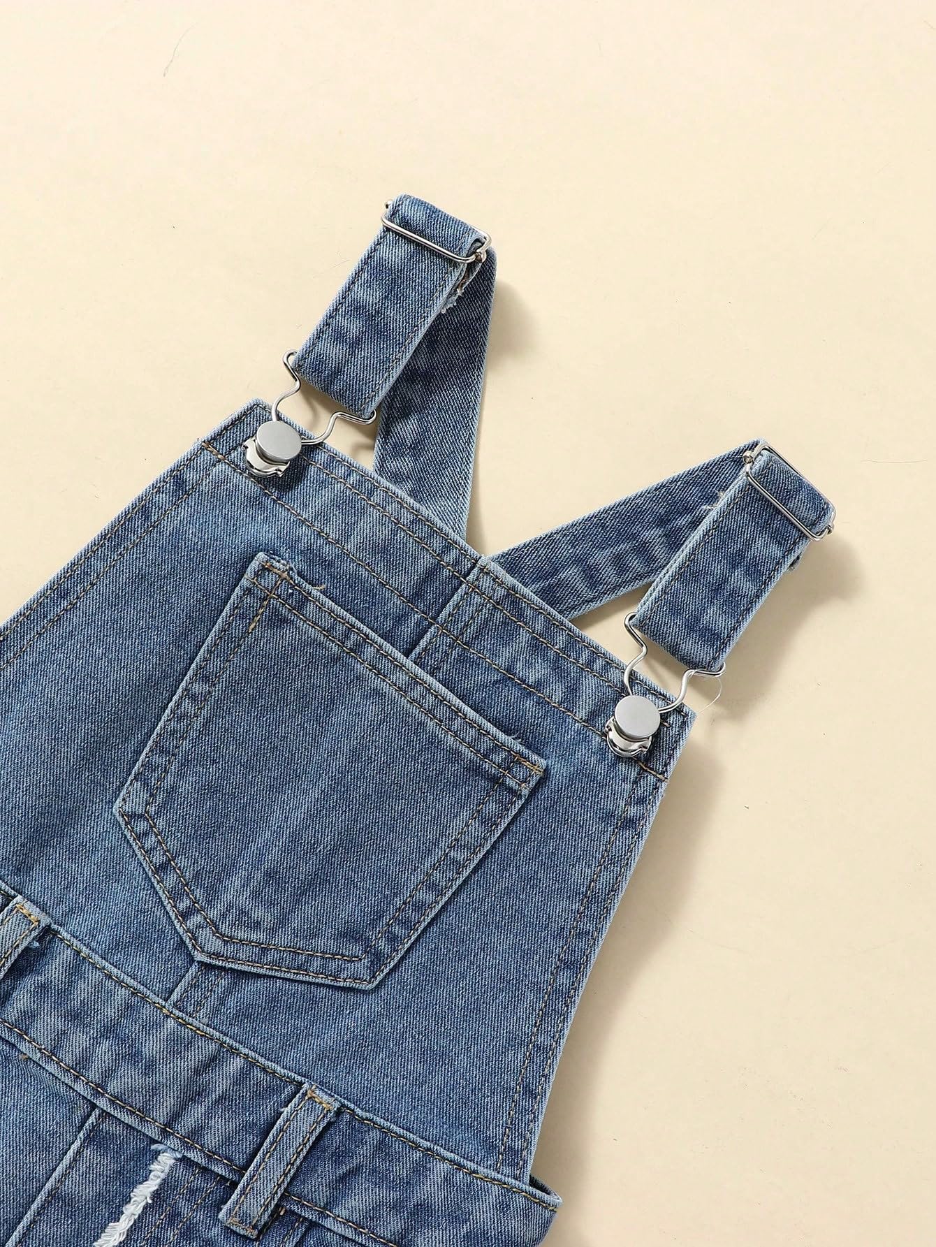 Girl's Casual Ripped Raw Hem Midi Denim Overalls Dress with Pocket - Stylish and Comfortable Outfit for School, Playdates & Everyday Wear