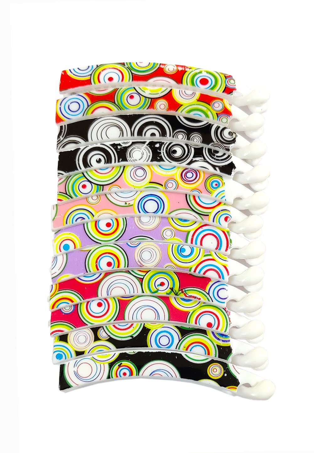 DMS RETAIL Banana Hair Clips - 12 Pack Fashion Hair Clips for Girls, Non-Slip Hair Clamps with Printed Design, Perfect for School, Parties, and Everyday Hairstyles