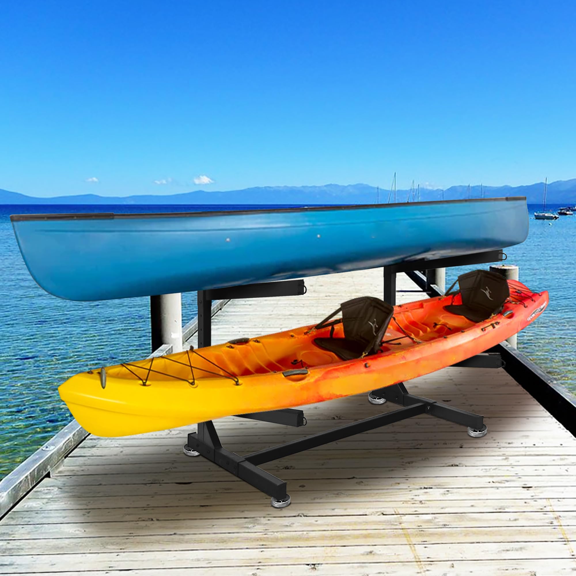 Heavy Duty 3-Tier/2-Tier Kayak Storage Rack - Freestanding Standup Paddleboard & Surfboard Organizer | Perfect for Garage, Backyard, or Dock Storage