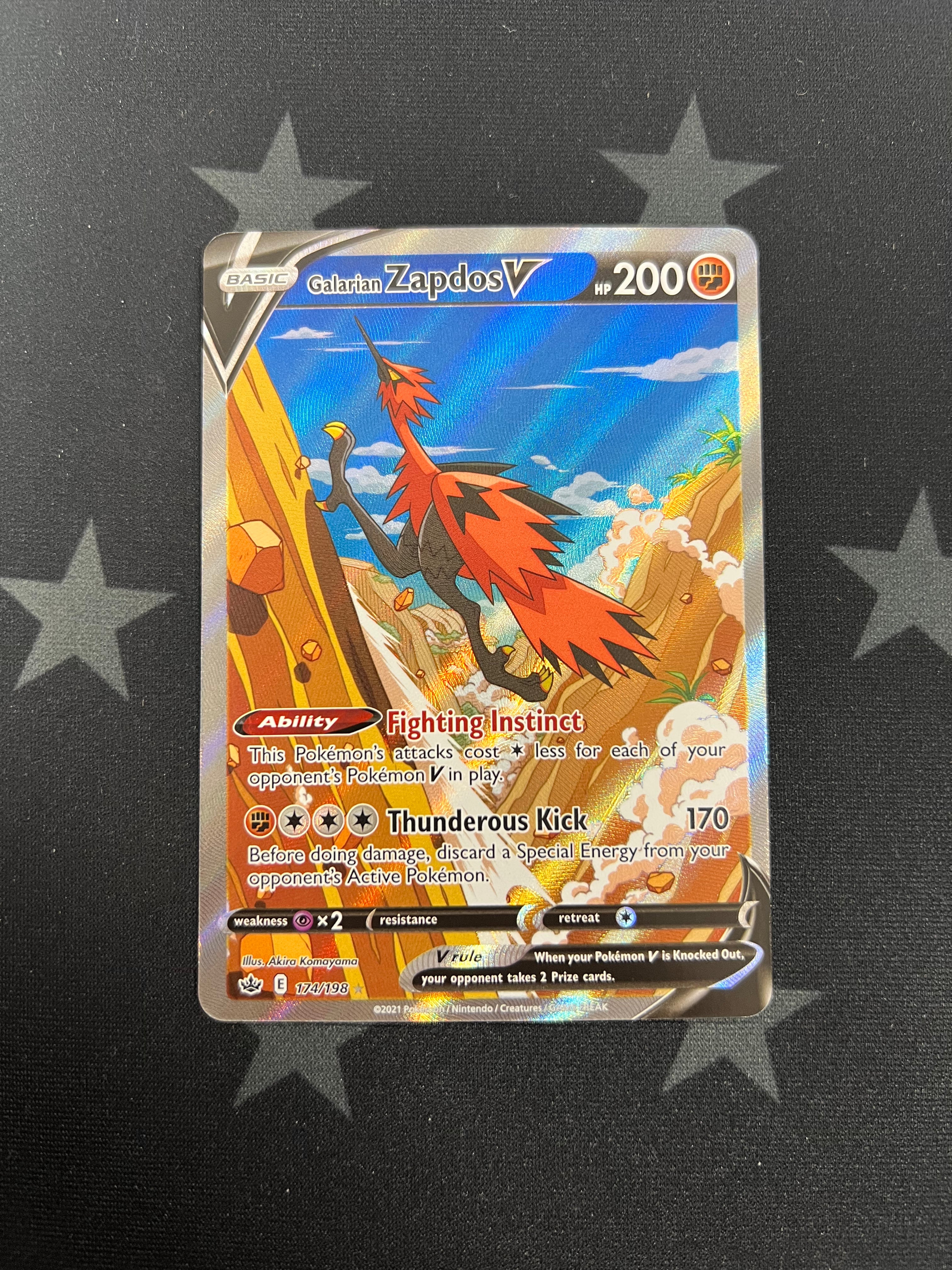 2021 Pokemon Galarian Zapdos V 174/198 Chilling Reign Alternate Full Art Trading Card - Rare Collectible for Pokemon TCG Players & Fans | Perfect for Gaming, Trading and Display