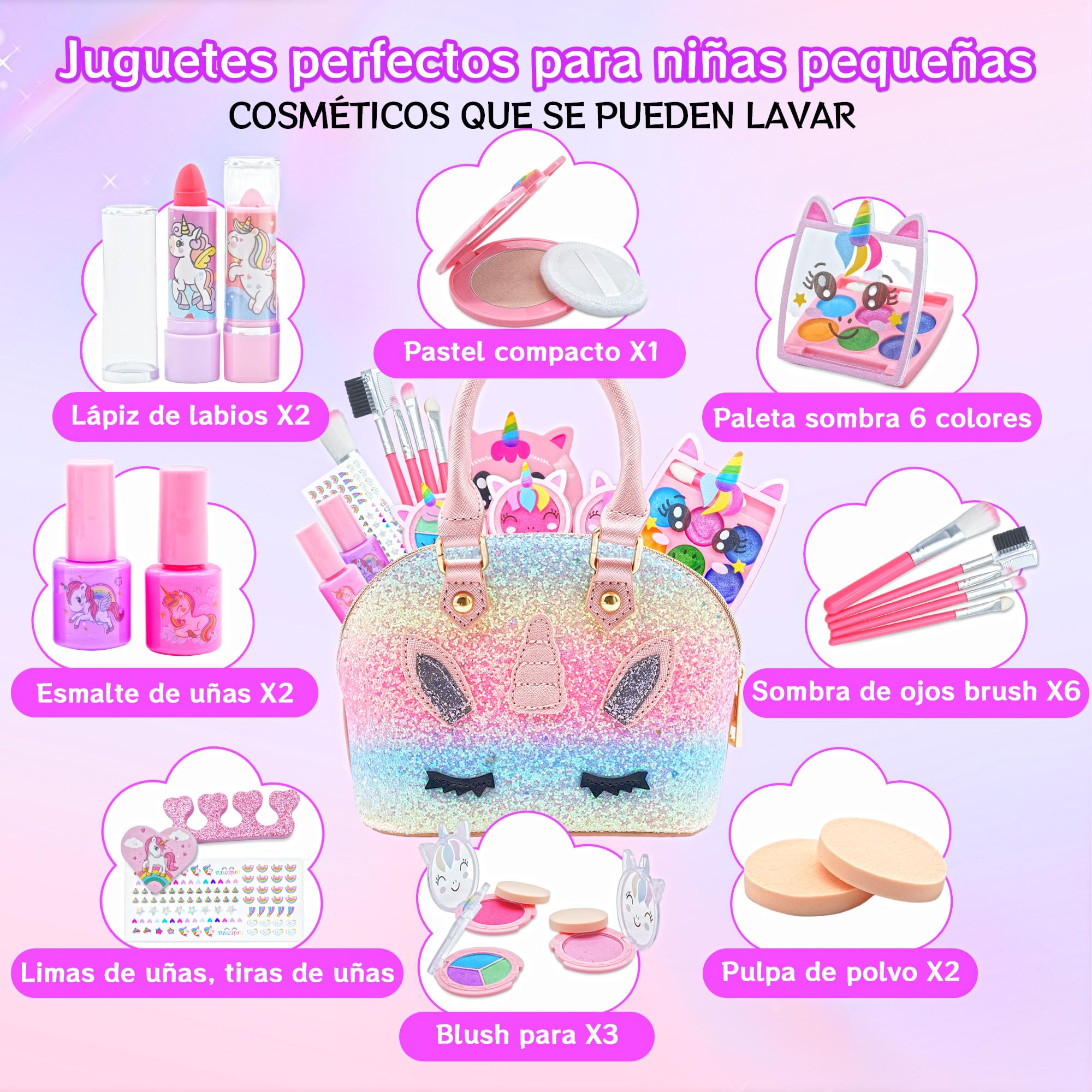 Unicorn Makeup Kit for Kids - Non-Toxic & Safe Cosmetic Toy Set for Girls Ages 4-12 | Perfect Gift for Birthday, Christmas & Princess Playtime | Great for Dress-Up, Pretend Play & Creative Fun