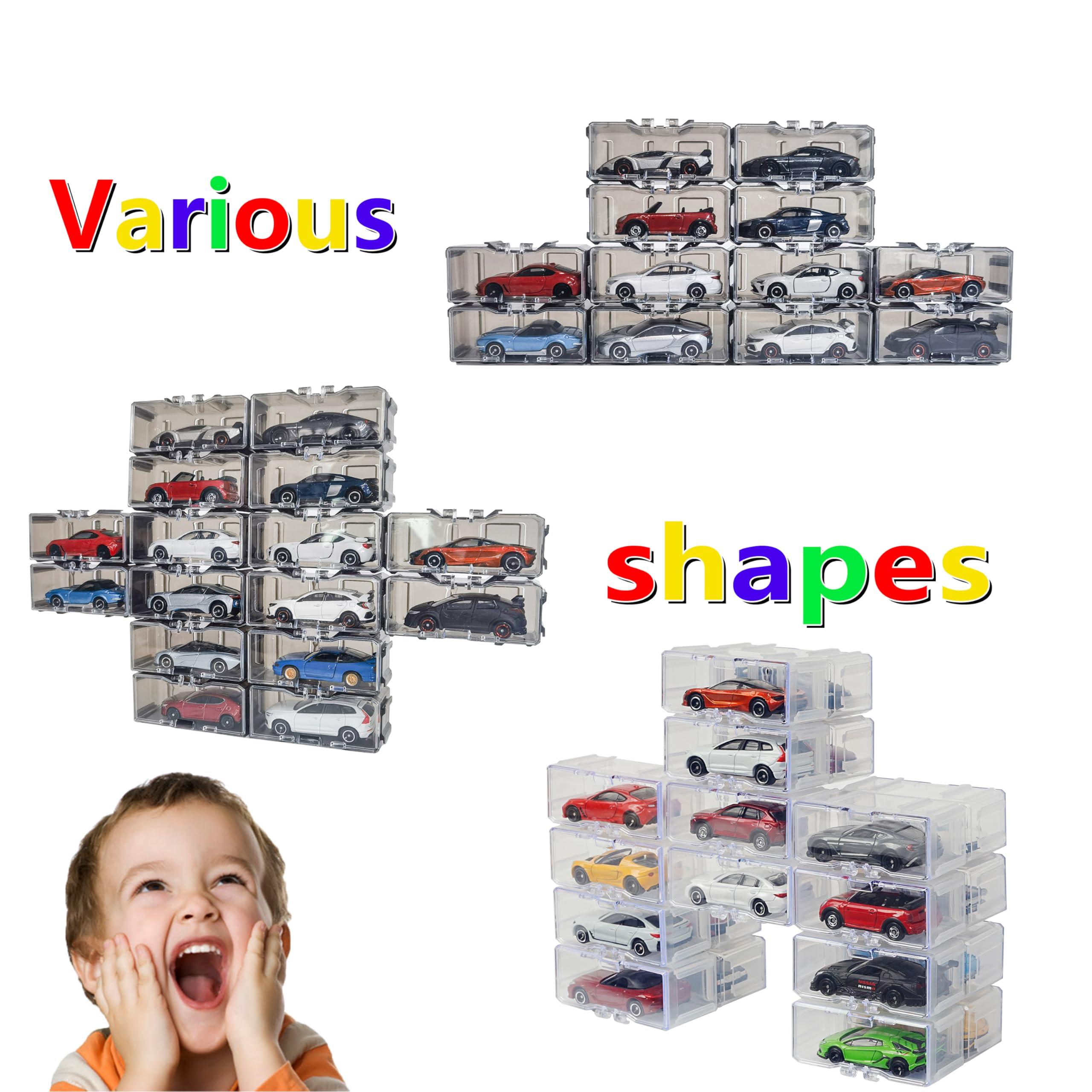 Hot Wheels Car Storage Case - 10/40 Capacity Organizer for 1/64 Scale Matchbox & Mini Cars | Stackable Toy Vehicle Display with Interlocking Design (Black, 10-Pack) - Perfect for Kids' Room Organization & Car Collection Display