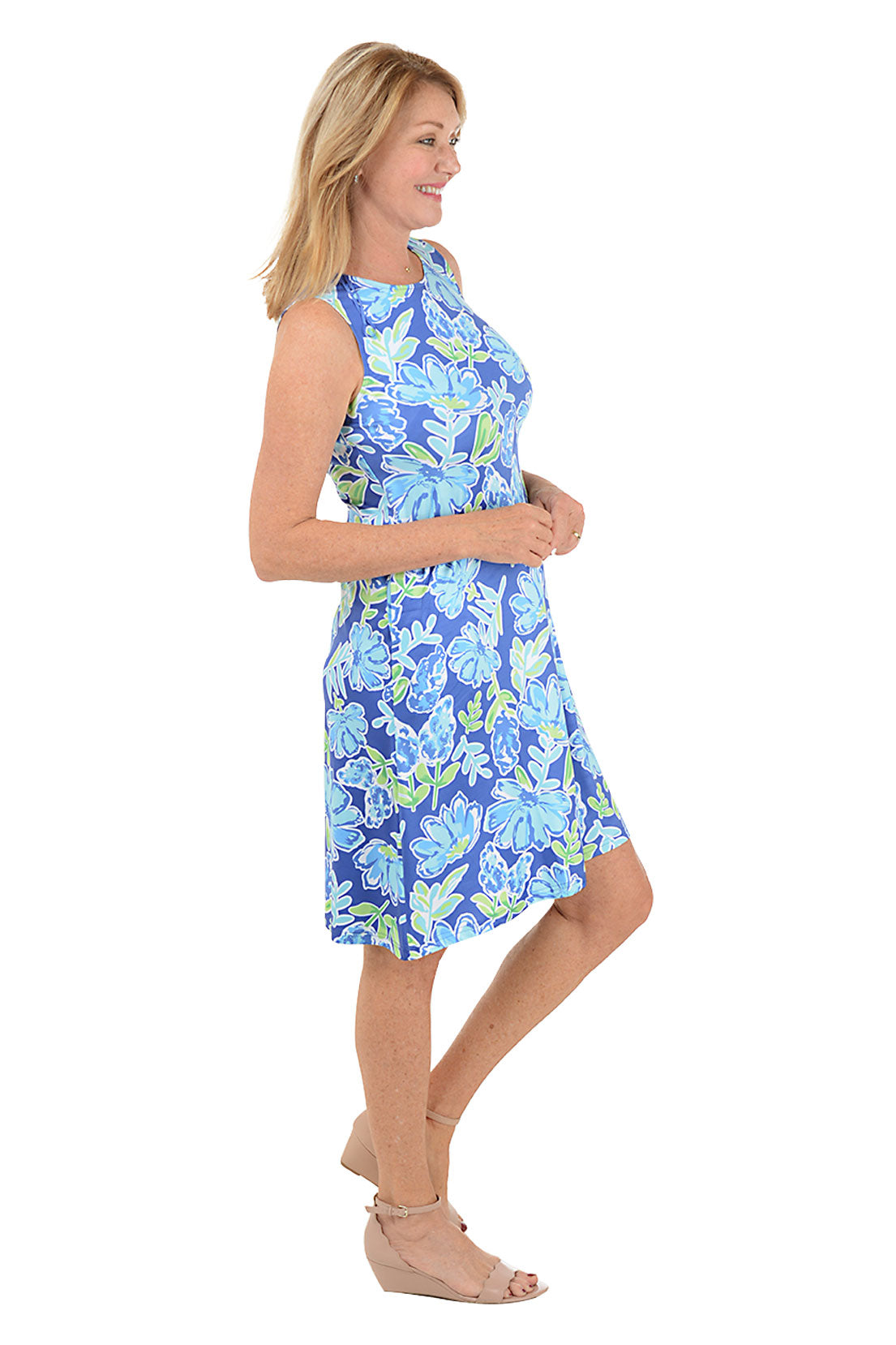 Hyacinth UPF50+ Sun Protection Sleeveless A-Line Summer Dress - Beach Coverup, Pool Party, Vacation Outfit