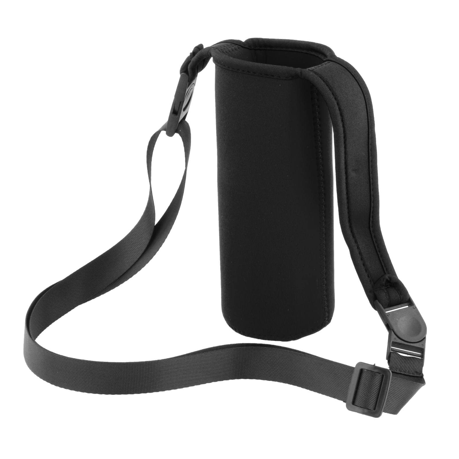 Newmind Insulated Water Bottle Sleeve Cover with Adjustable Shoulder Strap - Leakproof Pouch Holder for Hiking, Gym & Travel - Black
