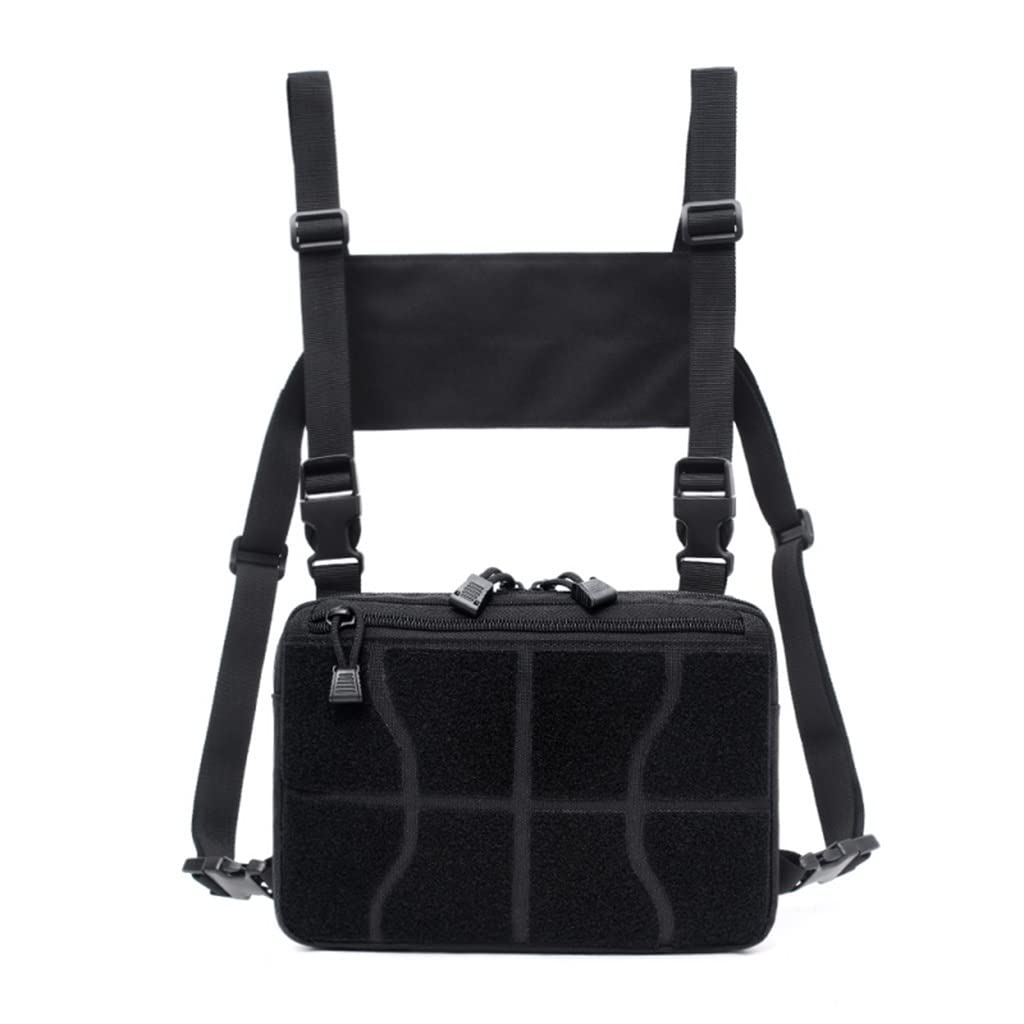 YJTTXS Adjustable Tactical Chest Rig - Outdoor Hunting Shoulder Bag & Waist Pack with Multiple Pockets (Black) - Perfect for Airsoft, Hiking, and Military Training