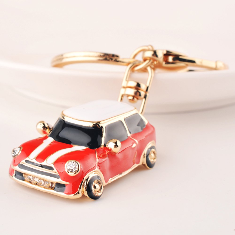 Stylish Enamel Mini Keychain - Fashionable Keyring Gift for Women, Red & White Design - Perfect for Handbags, Backpacks & Everyday Carry