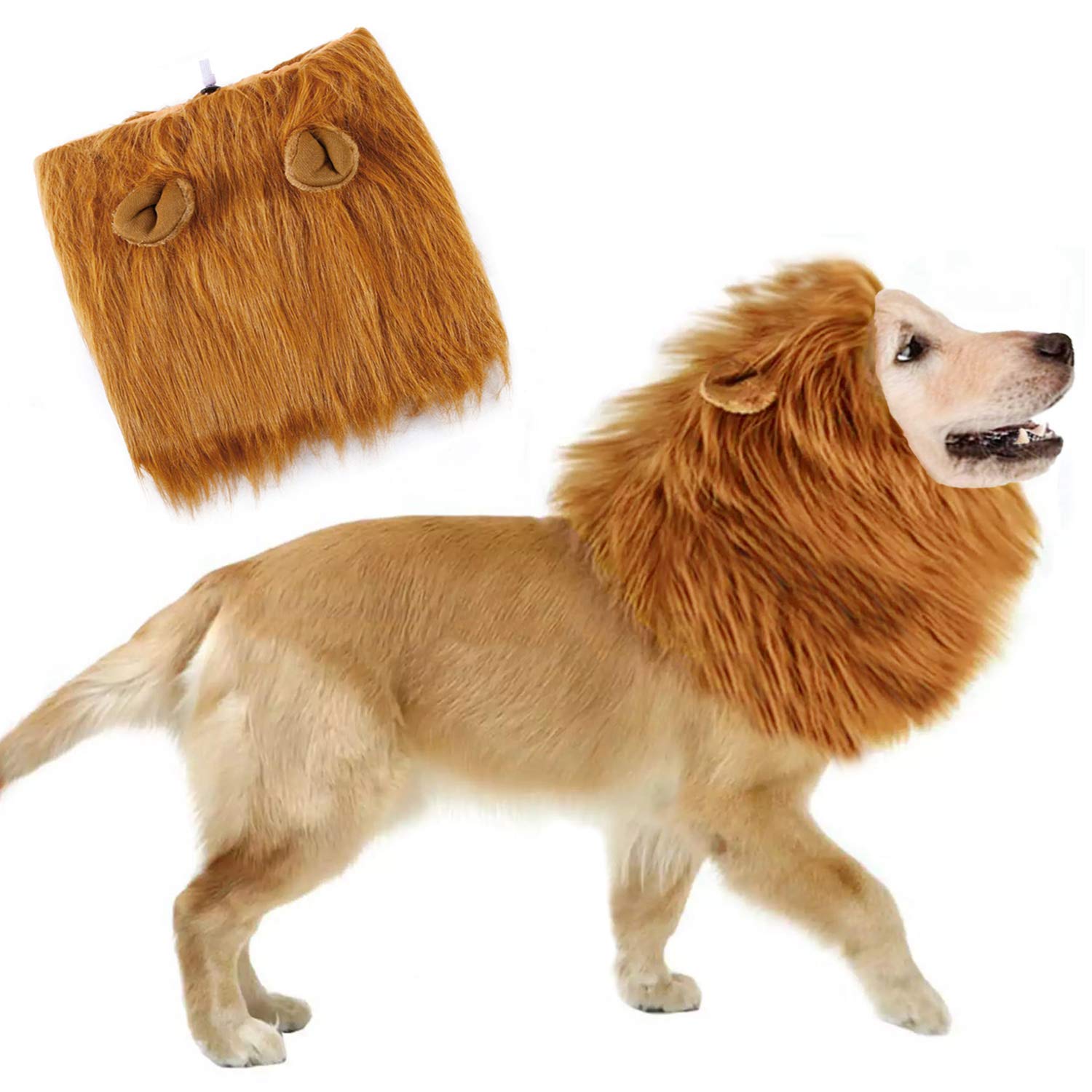 Realistic Lion Mane Halloween Dog Costume - Funny Pet Wig & Outfit for Medium to Large Dogs - Perfect for Christmas, Parties & Photo Shoots
