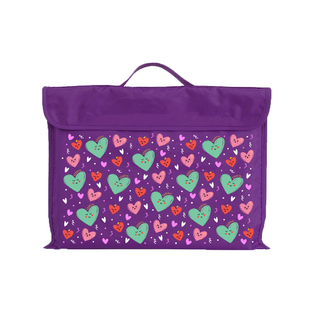 Sweet Hearts Eco-Friendly Reusable Library Book Bag - Perfect for School, Shopping & Groceries