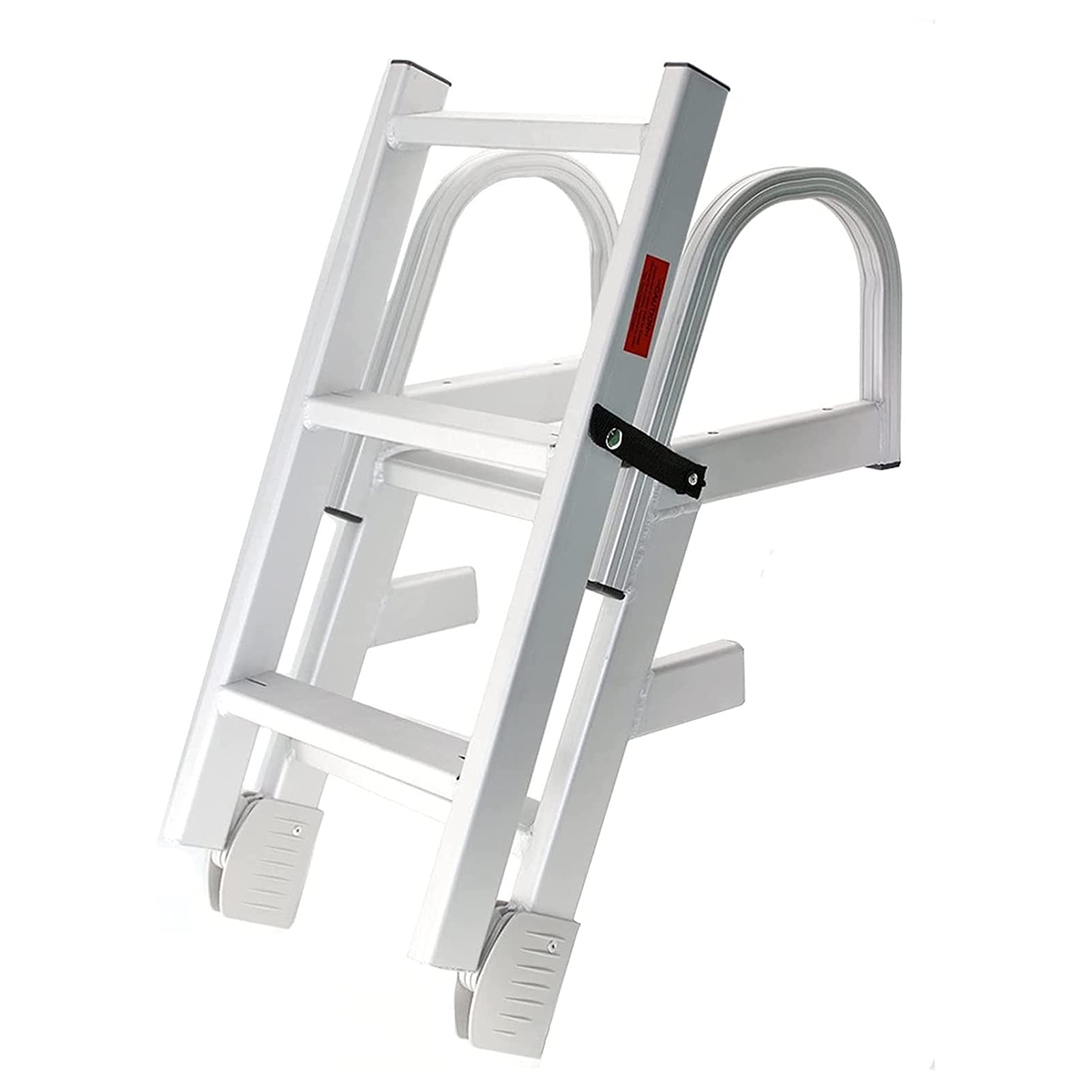 5 Step Removable Folding Aluminum Boat Ladder with Curved Handrails - Lightweight Pontoon Boarding Ladder for Marine, Dock, Yachts & Fishing Boats | Perfect for Easy Water Access, Swimming & Docking