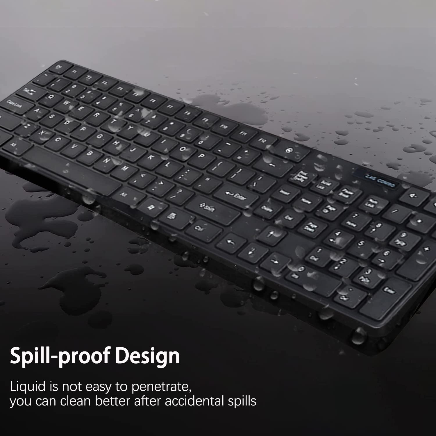 Wireless Keyboard and Mouse Combo - UK English Layout, Full-Size Spill-Resistant Keyboard with 12 Multimedia Shortcuts, Nano USB Receiver for Lag-Free Typing - Perfect for Office, Home & Gaming (White)