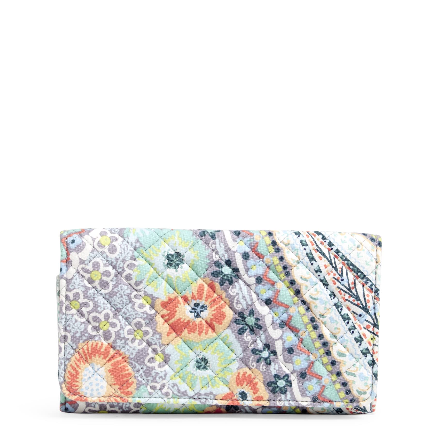 Vera Bradley Women's Cotton Trifold RFID Blocking Wallet - Stylish RFID Protected Clutch for Travel, Shopping & Everyday Use