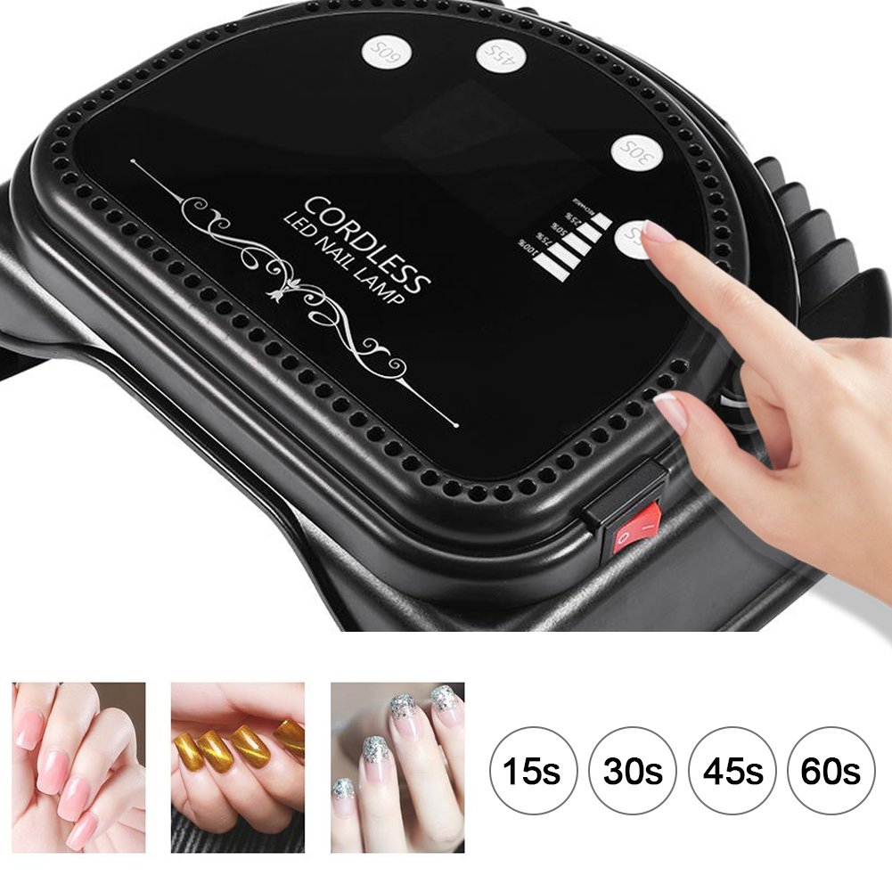 64W UV LED Nail Dryer Lamp - Cordless Rechargeable Manicure Light with Auto Sensor & 15/30/45/60s Timer - Professional Gel Polish Curing Tool for Home Salon & Nail Art - Perfect for DIY Manicures, Gel Extensions & Nail Art Designs
