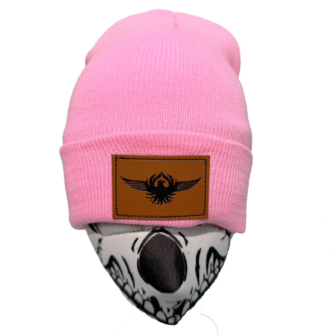 Eagle Leather Knit Beanie for Men & Women - Winter Warm Wool Blend Hat for Outdoor Activities, Hiking, and Casual Wear
